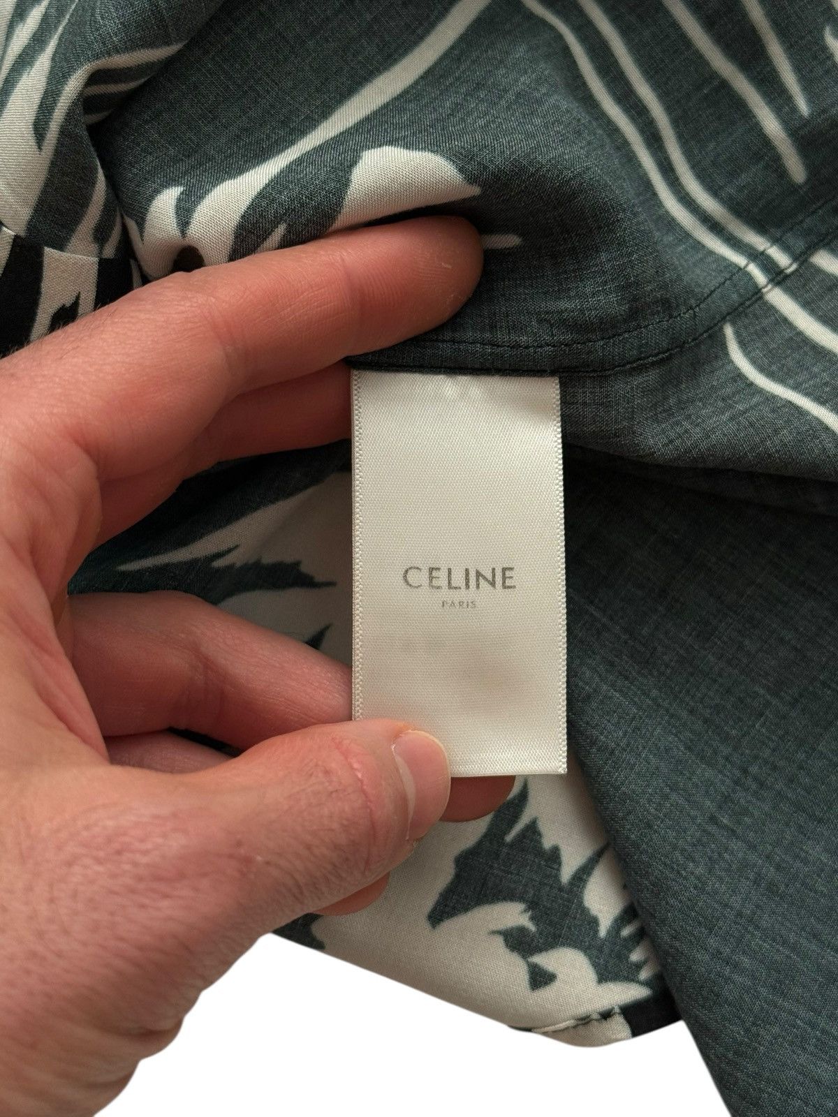 Celine Sz40 Viscose Palm Tree Black Shirt L/S Size US L / EU 52-54 / 3 - 5 Thumbnail