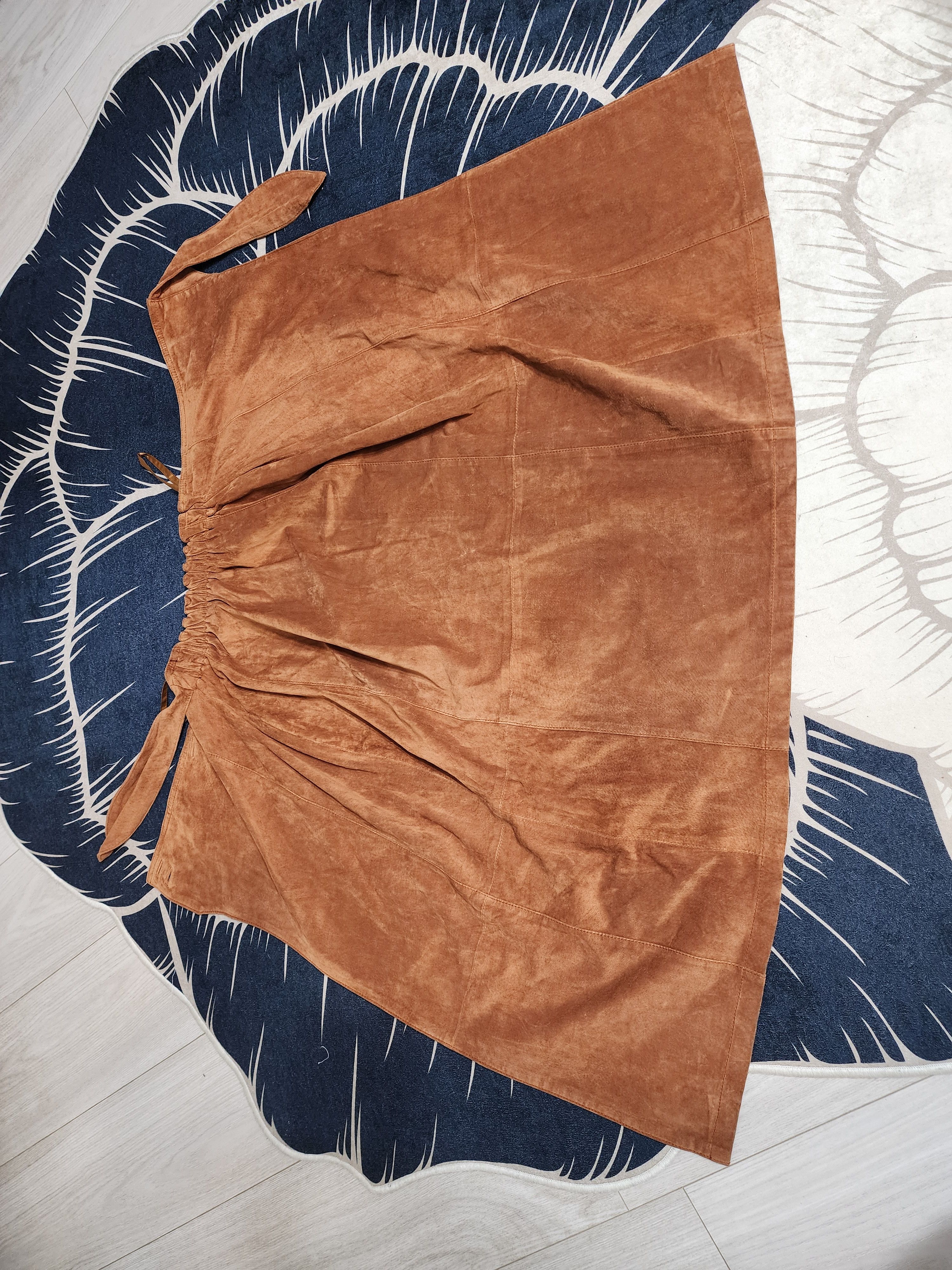 Genuine Leather Brown Suede Leather Skirt: Button Front, 30" Waist Size 30" / US 8 / IT 44 - 10 Thumbnail