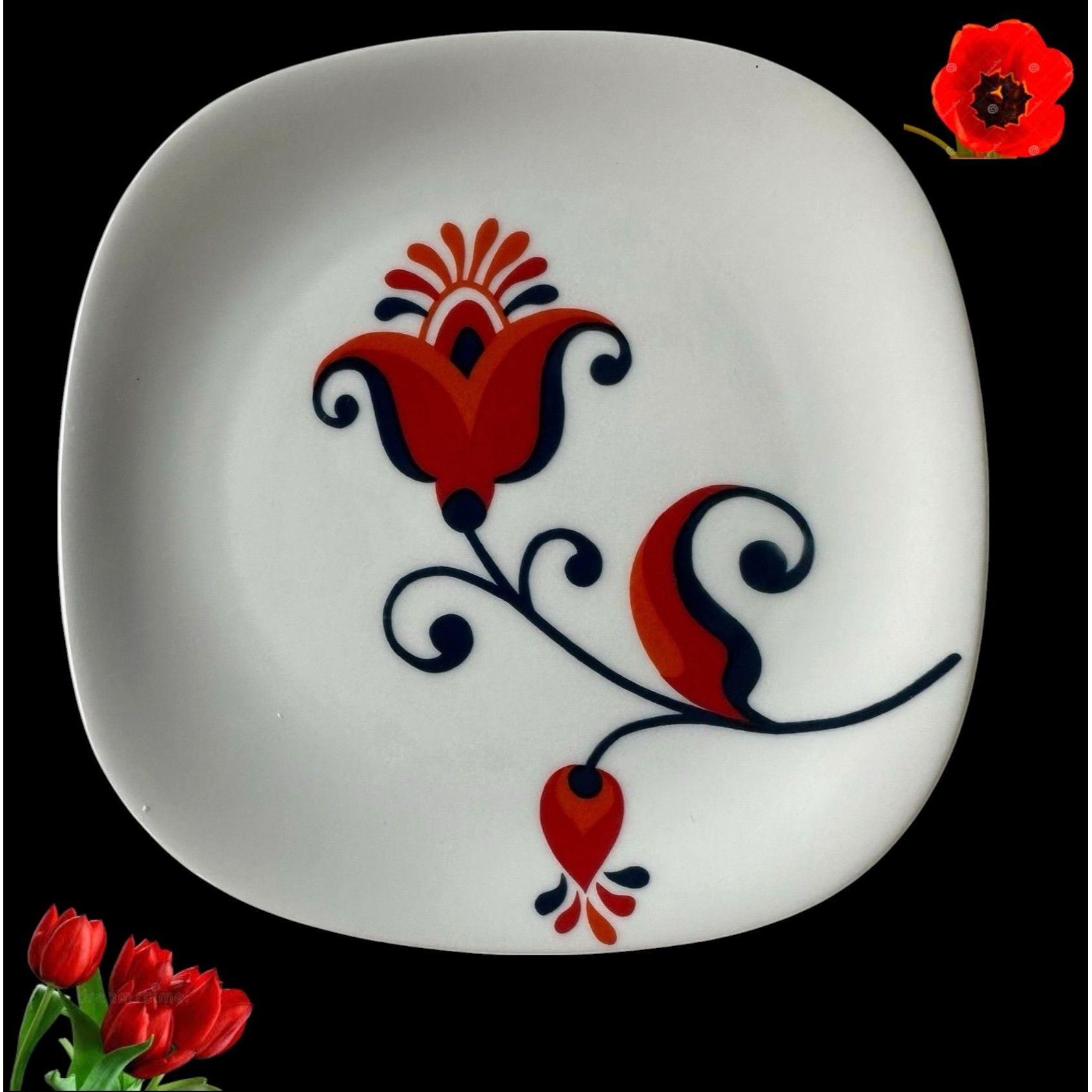 Handmade × Vintage VTG 70s Block Langenthal Transition Bread Plates 6 piece Red Size ONE SIZE - 2 Thumbnail