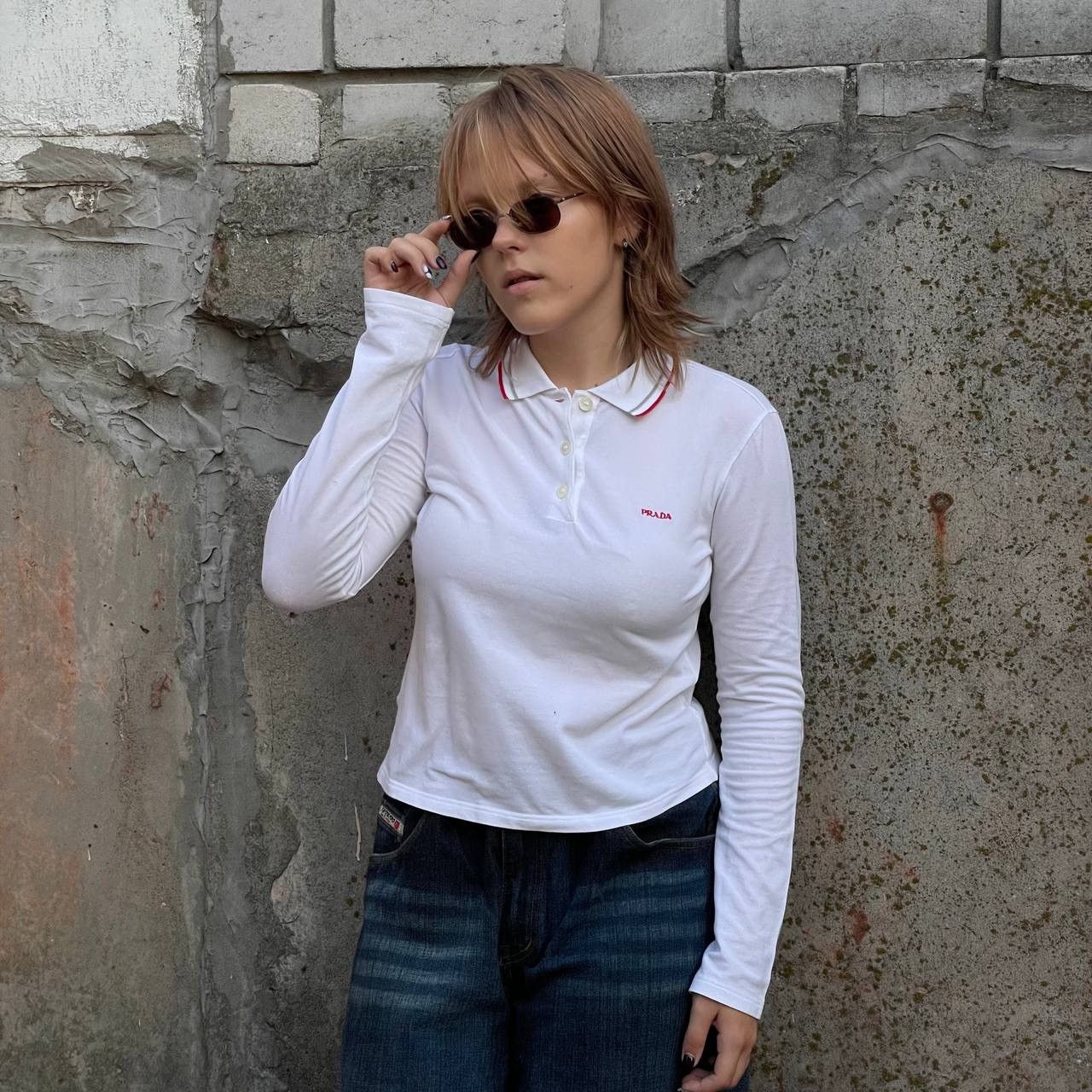 Prada Vintage Prada Long-sleeve T-shirts Basic Fit Y2K Style USA Size L / US 10 / IT 46 - 1 Thumbnail