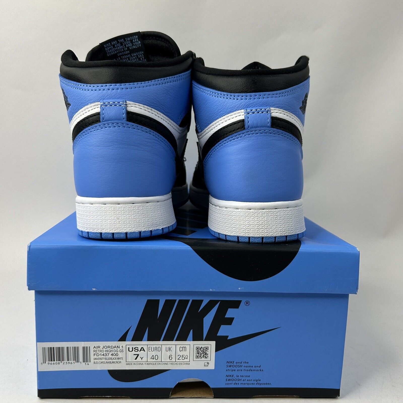 Nike Nike Air Jordan 1 High Retro GS “UNC Toe” 2024 Size US 8.5 / IT 38.5 - 5 Thumbnail