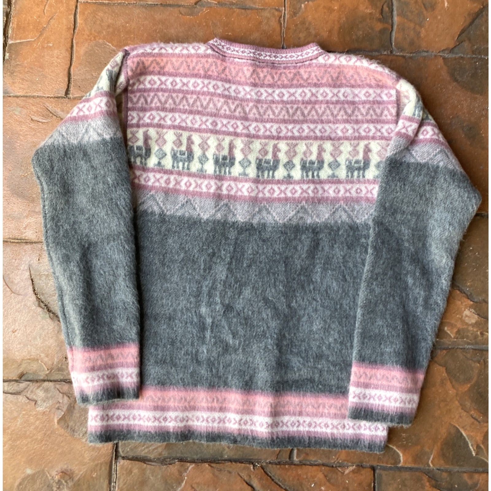 Pinko Tejidos Aly Marka Alpaca Llama Novelty Print Sweater Women Small Pink Crew Neck Long Sleeve Size S / US 4 / IT 40 - 3 Thumbnail