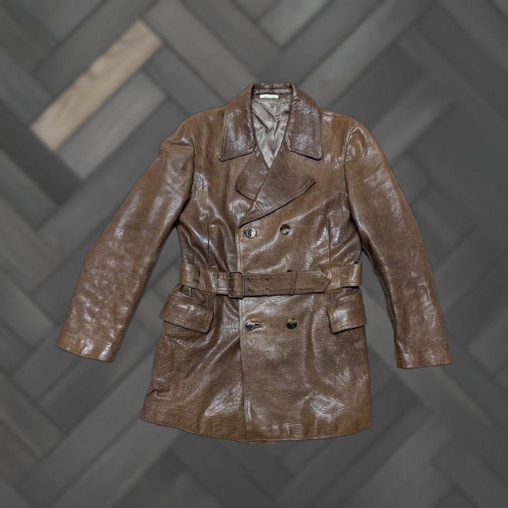 Vintage VINTAGE Ericson BELTED brown leather 38 trench coat SHERLOCK 1970s overcoat MEN Adult Small Brown Aviator Belted 3/4 Length Wool? Size US S / EU 44-46 / 1 - 1 Thumbnail
