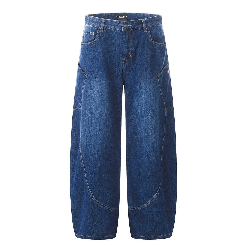 Men's workwear high street patchwork scimitar loose jeans