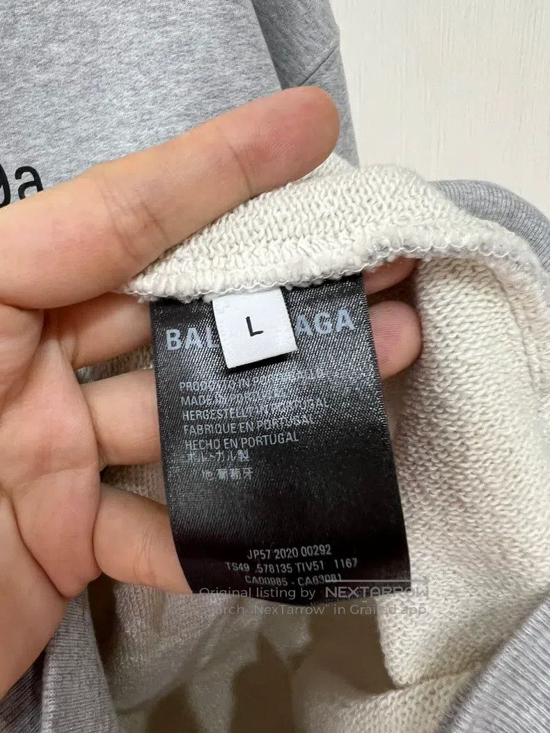 Balenciaga Balenciaga Gray Letter Print Hooded Sweatshirt Size US L / EU 52-54 / 3 - 5 Thumbnail