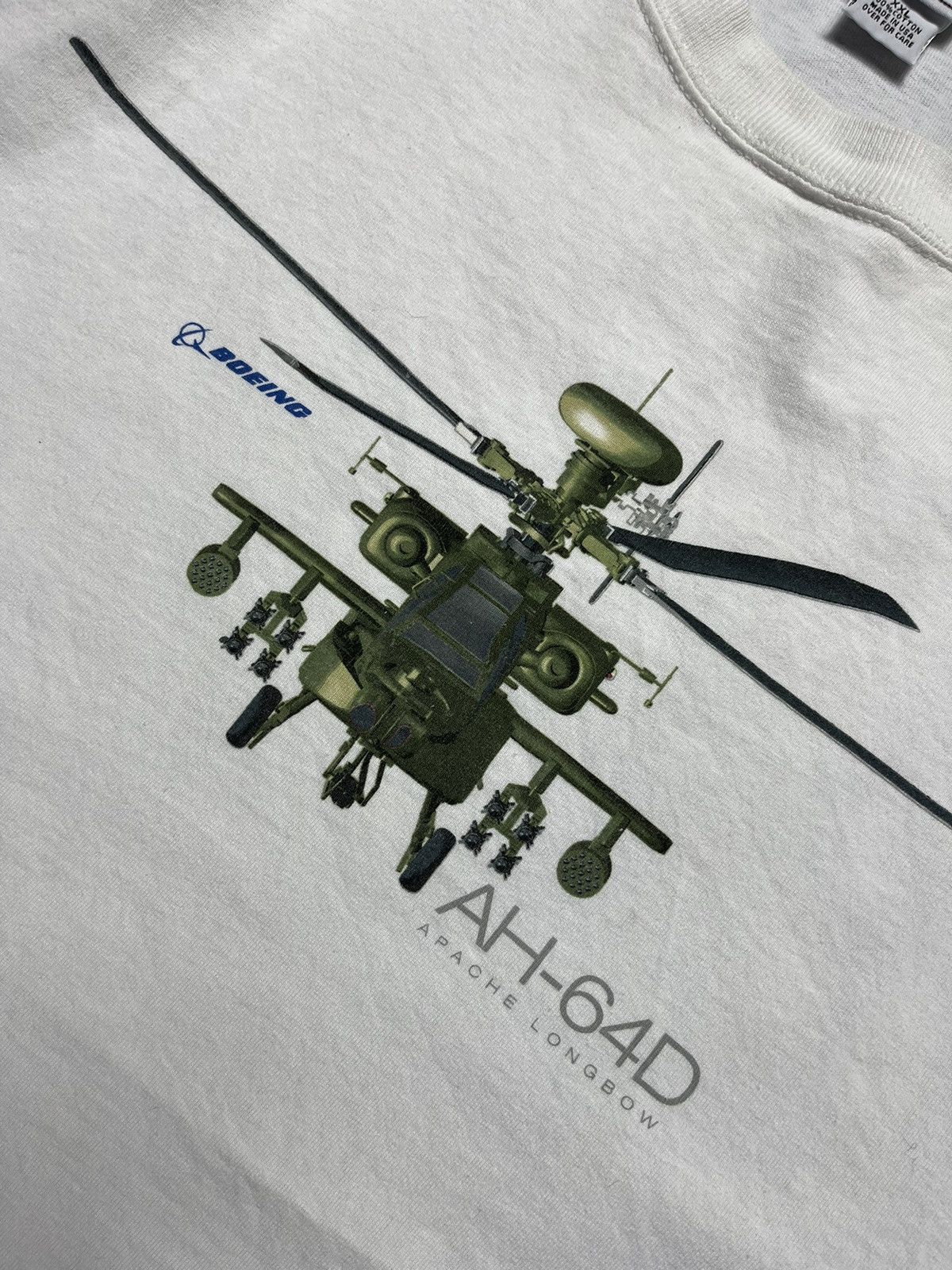 Vintage Vintage 90s AH-64 Apache longbow helicopter graphic tee Size US XXL / EU 58 / 5 - 9 Thumbnail