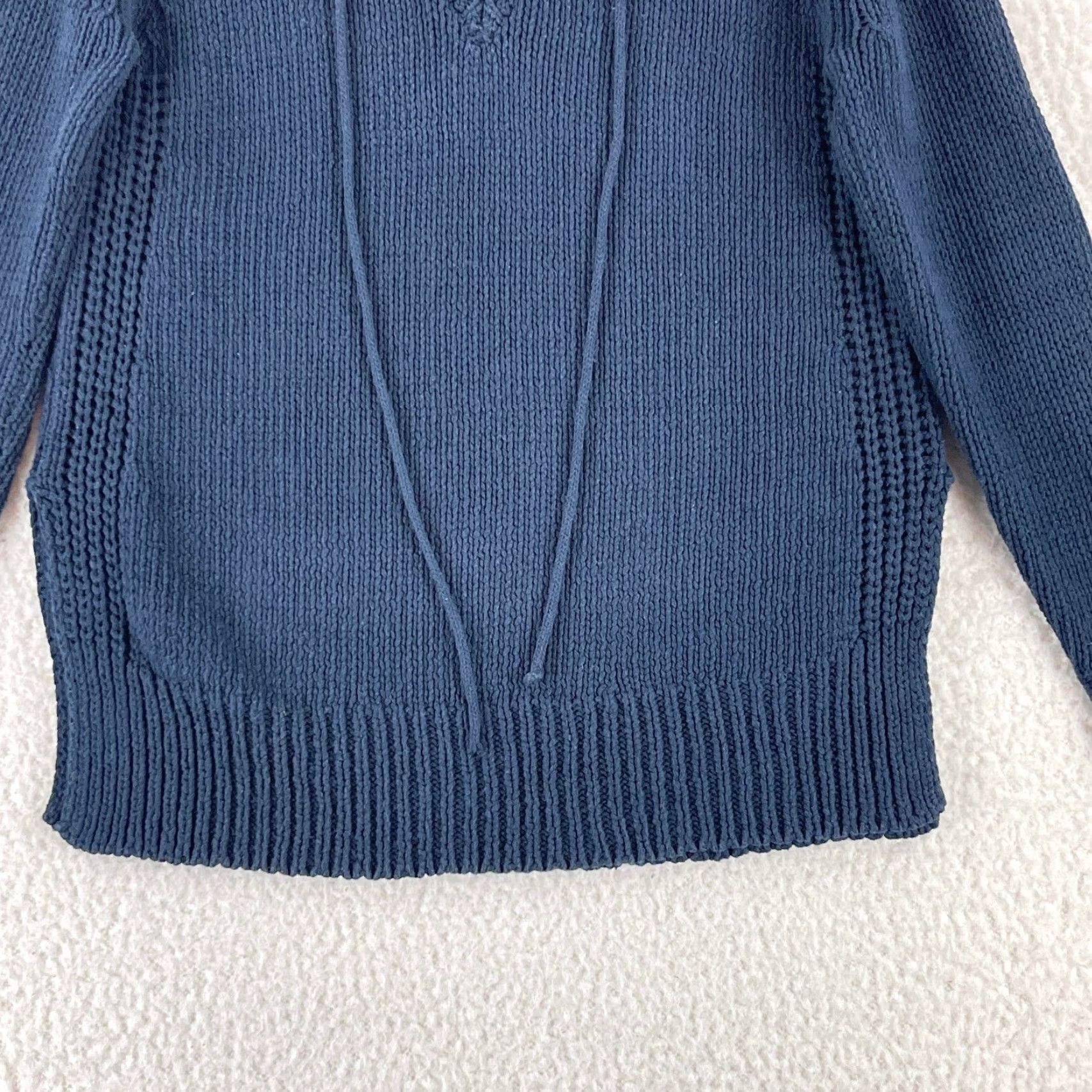 Anthropologie Moth Blue Cable Knit Sweater Womens Lace Up V-Neck Long Sleeve Size Small Size S / US 4 / IT 40 - 5 Thumbnail