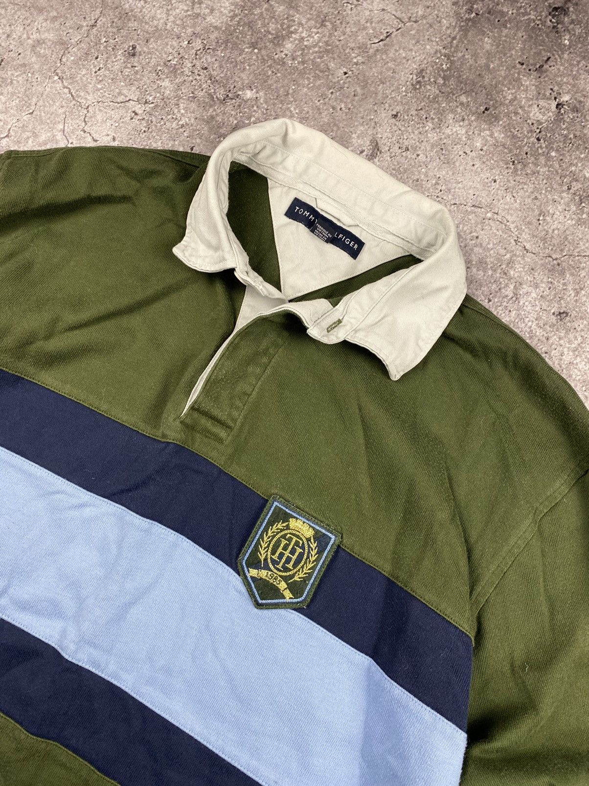 Polo Ralph Lauren × Tommy Hilfiger × Vintage Vintage Tommy Hilfiger Rugby Longsleeve striped Shirt Y2K Size US L / EU 52-54 / 3 - 3 Thumbnail