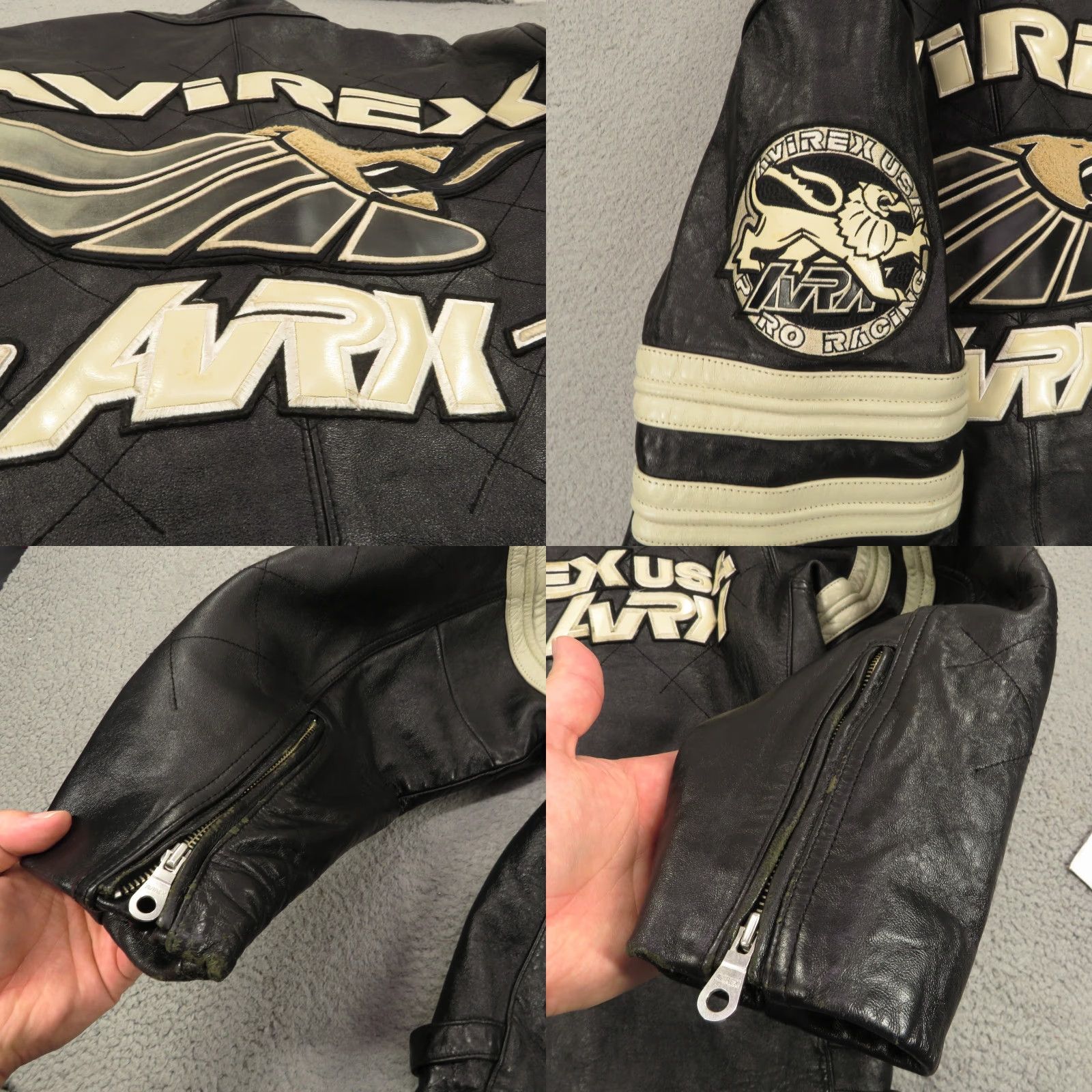 Avirex VINTAGE Avirex Leather Jacket XL Mens Racing Moto Motorcycle Lion Patch Cafe Racer Quilt Jacket Size US XL / EU 56 / 4 - 8 Thumbnail