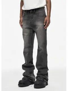 VIBE Aged washed baggy micro flare jeans Size US 33 - 6 Thumbnail