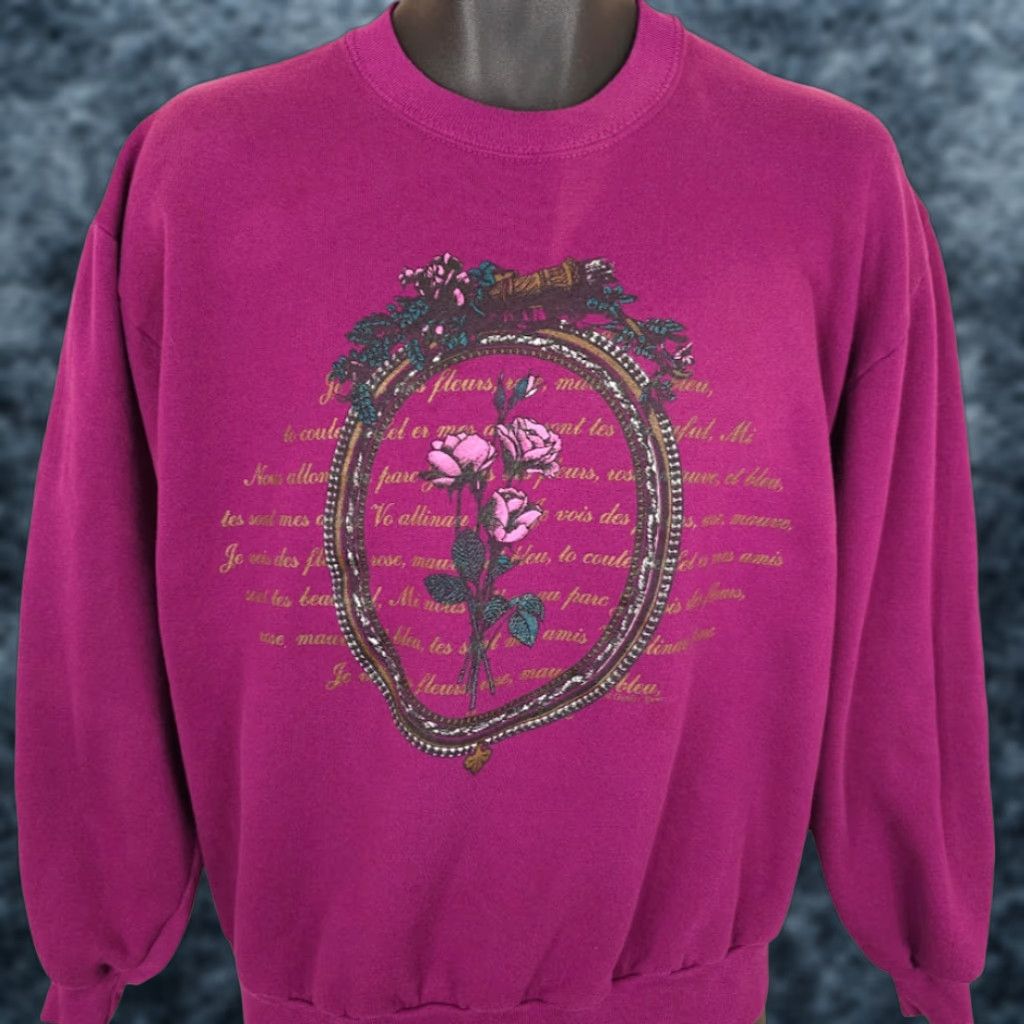 Vintage VINTAGE Gopher Sport Sweatshirt Mens Size Medium Purple 90s Roses Floral Made In USA Size US M / EU 48-50 / 2 - 1 Thumbnail