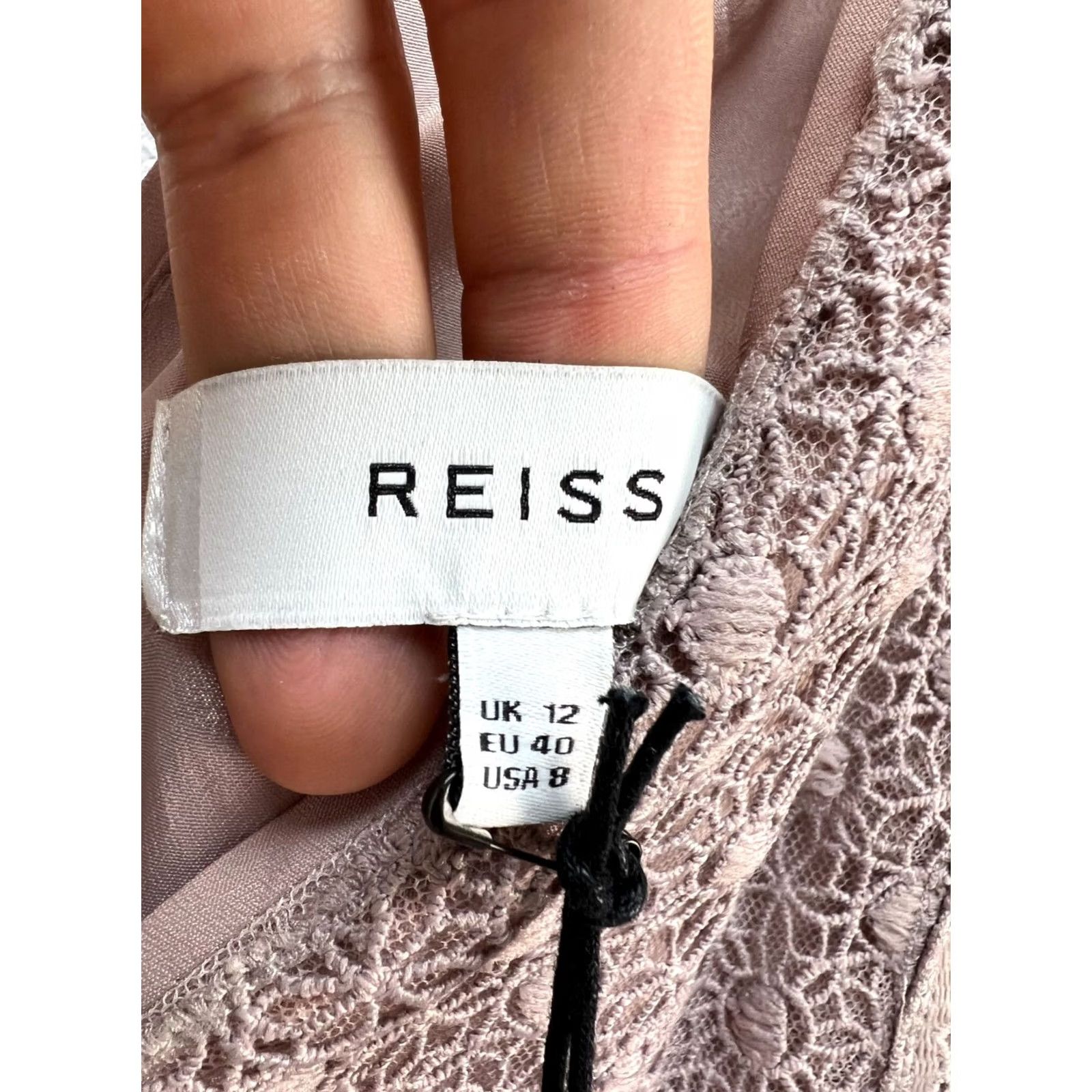 Reiss Reiss Dress Bodycon Lace Ash Pink UK12 US8 M Regular 100% Cotton Sleeveless Long Party/Cocktail Women Size M / US 6-8 / IT 42-44 - 7 Thumbnail
