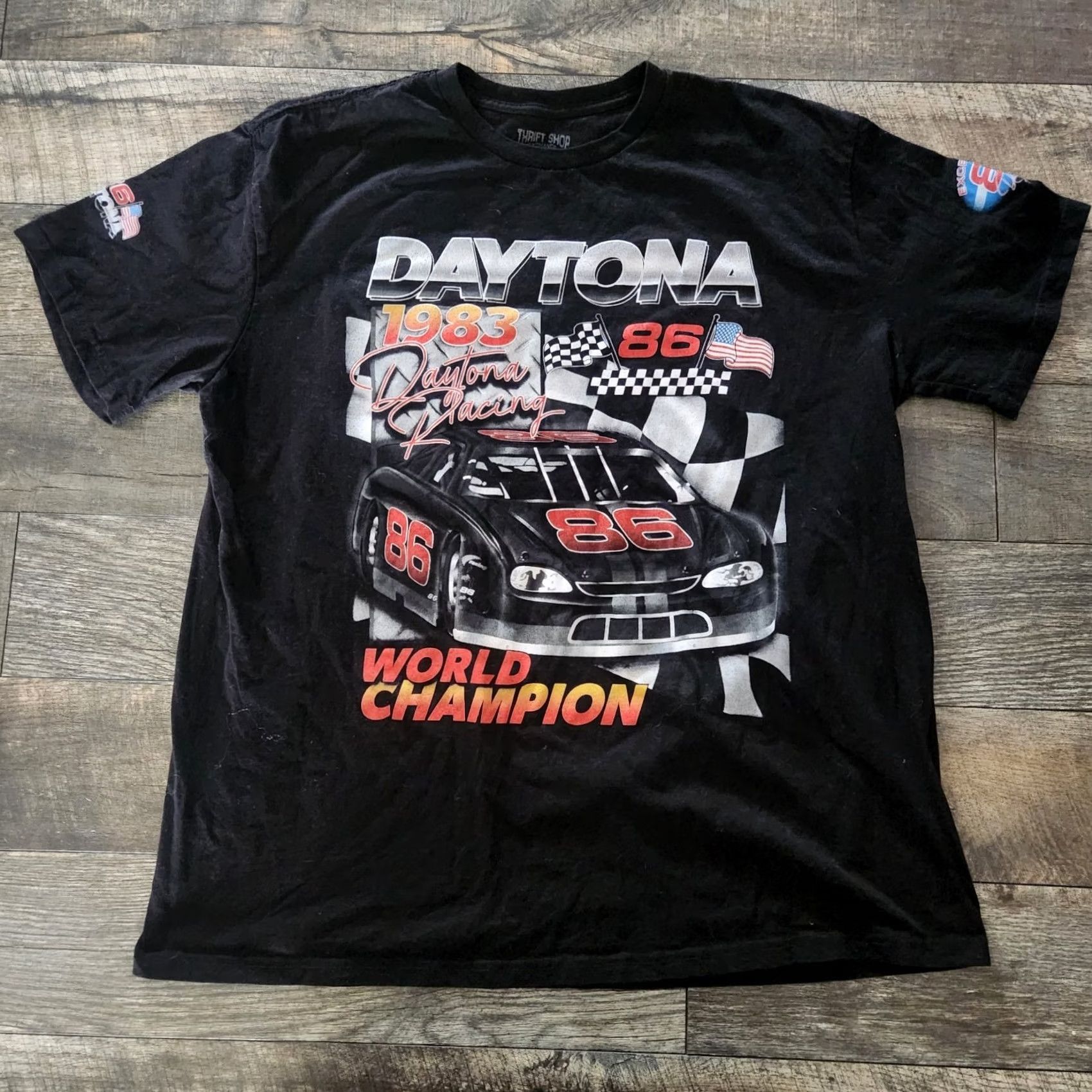 NASCAR NASCAR Daytona 500 Shirt Mens XL Black Double Sided Retro Style 1983 Tee Size US XL / EU 56 / 4 - 2 Thumbnail