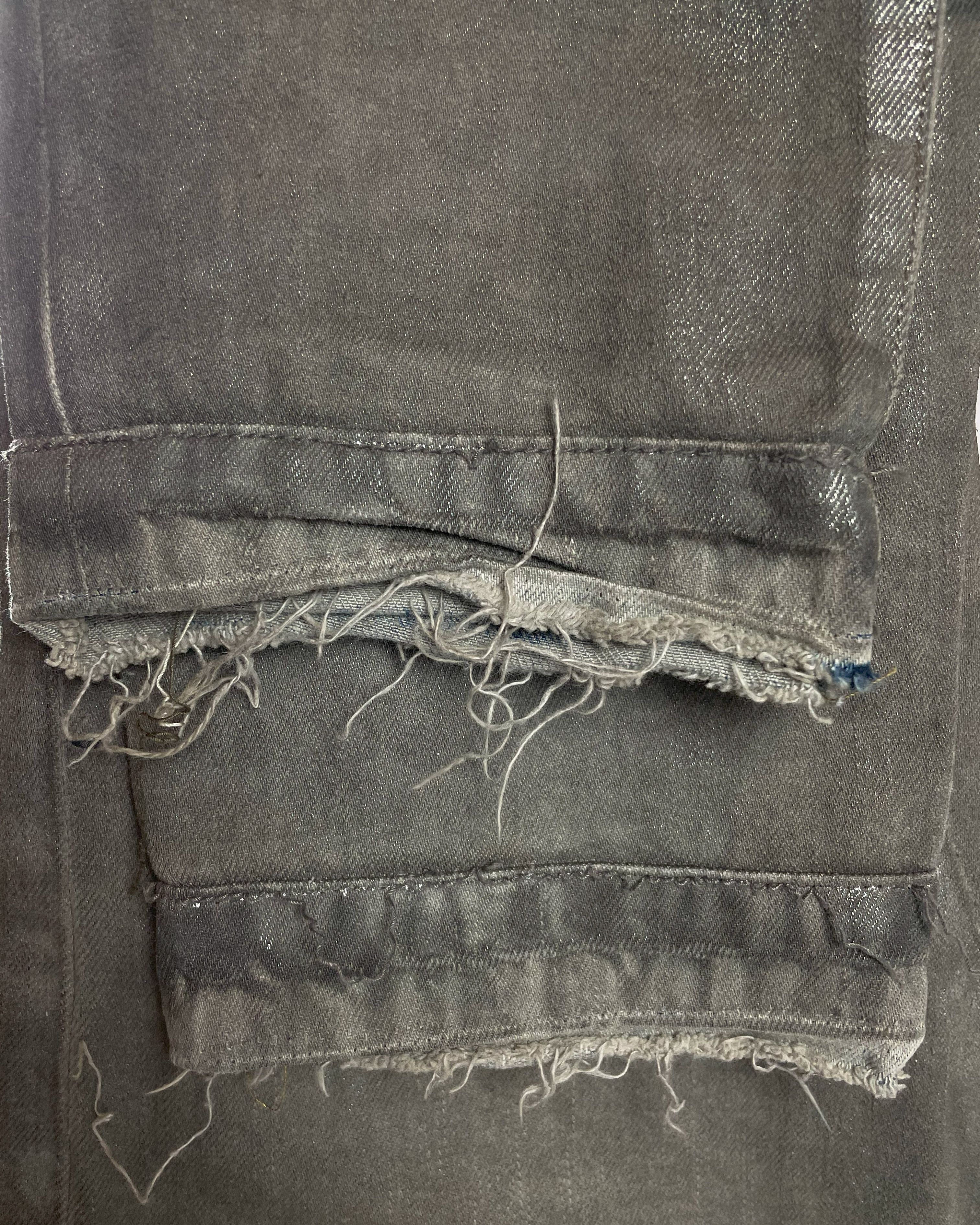 Rick Owens FW10 "GLEAM" SILVER MUD WASH WAXED DETROIT CUT JEANS Size US 30 / EU 46 - 5 Thumbnail