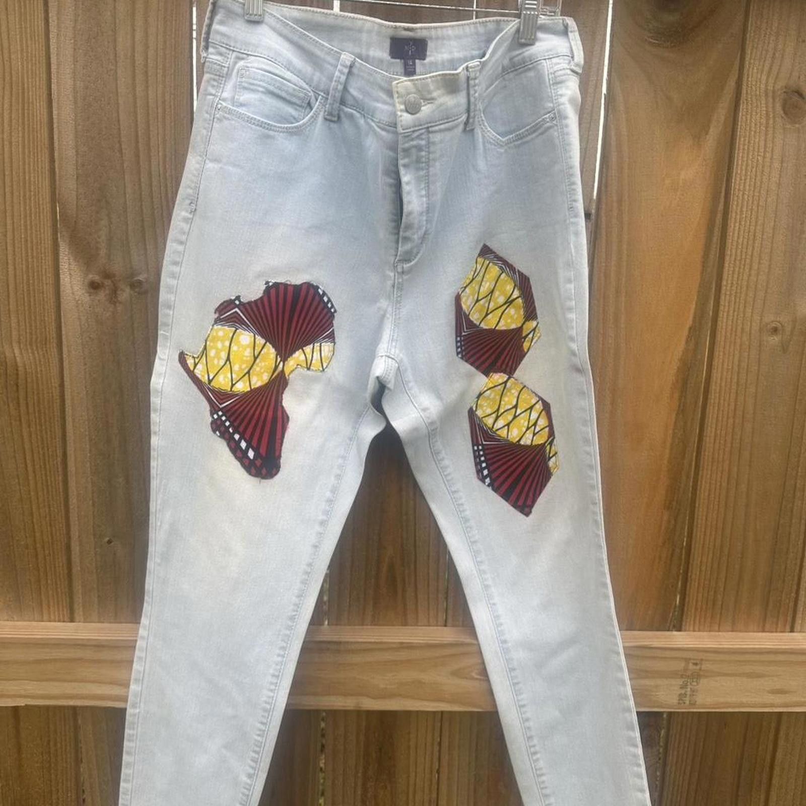 Other White and yellow African print skinny jeans #africanprint Size 36" / US 14 / IT 50 - 1 Thumbnail