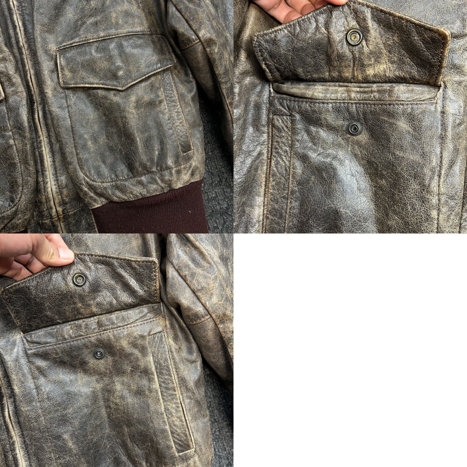 Vintage VINTAGE Golden Bear Leather Jacket Bomber Aviator Flight Fur Collar 46 Made USA Size US S / EU 44-46 / 1 - 10 Thumbnail