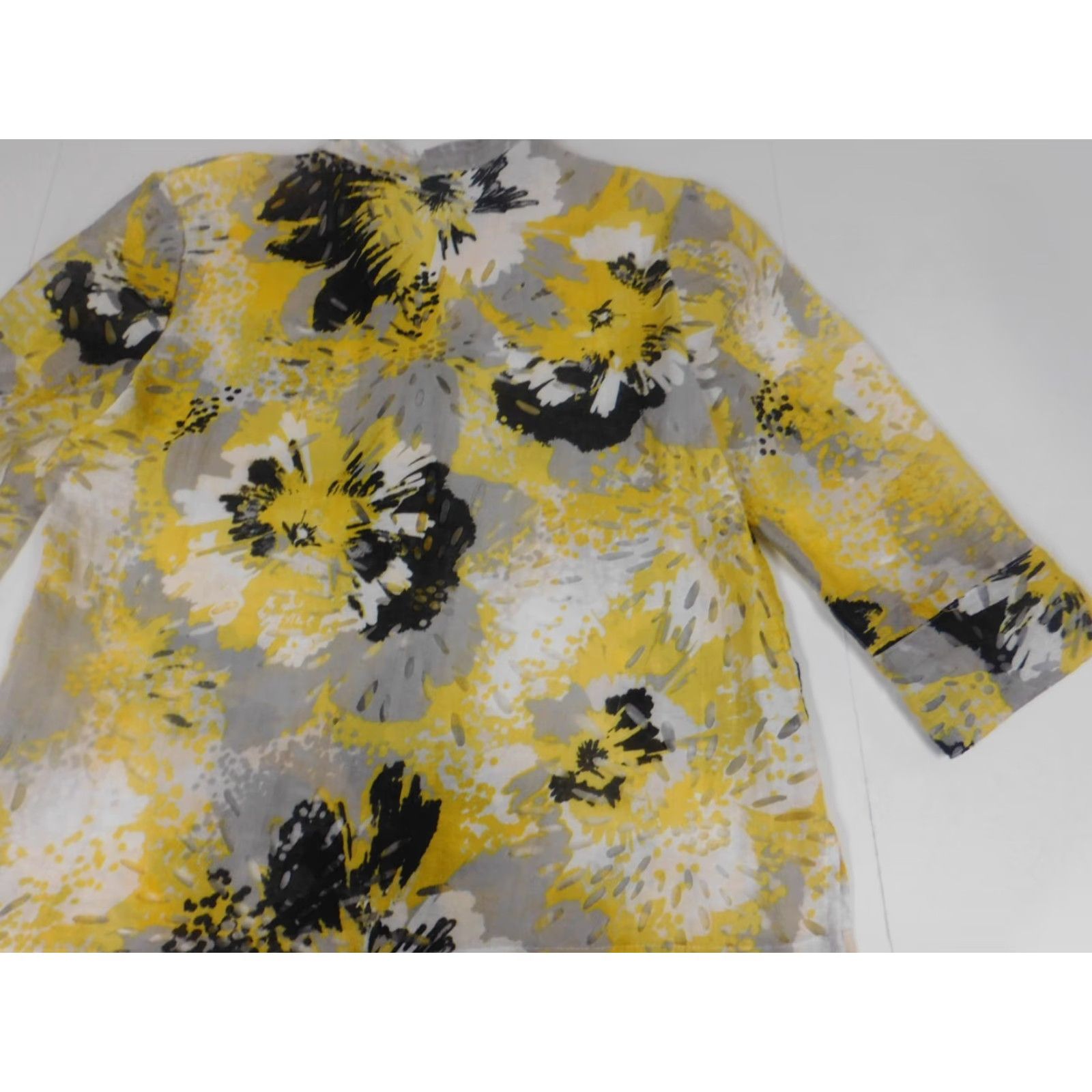 Vintage Ruby Rd Blouse Womens 10 Yellow Button Down Casual Crew Neck Long Sleeve Cotton Polyester Rayon Breathable Regular Classic Vintage: No (Women) Size L / US 10 / IT 46 - 6 Thumbnail
