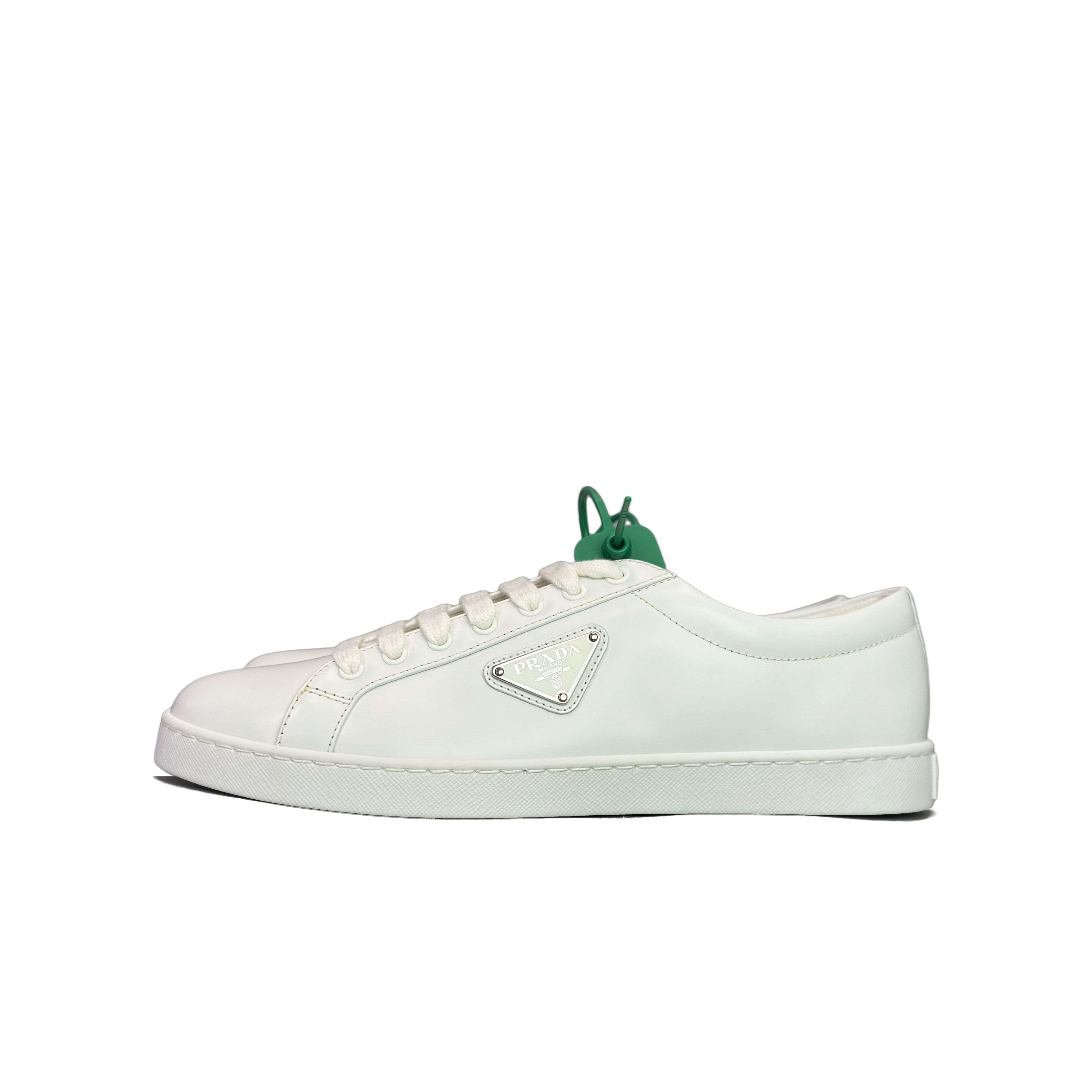Prada Prada White Leather Low-Top Sneakers Size 7/40 Size US 7 / EU 40 - 1 Thumbnail