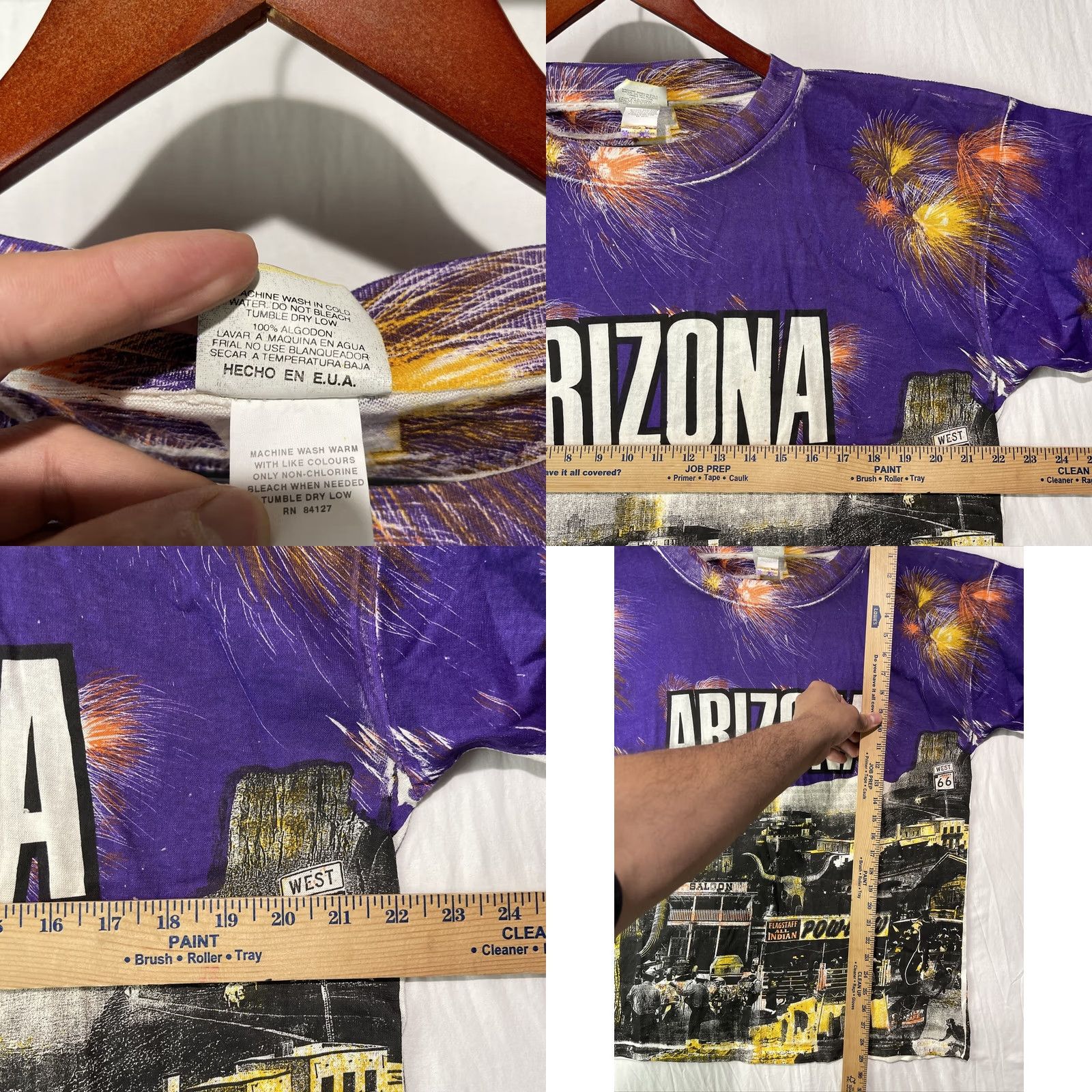 Vintage VINTAGE Sunny Arizona Shirt Mens Large Purple City Skyline All Over Print Graphic T-Shirt 90s City Western Mens Size US L / EU 52-54 / 3 - 8 Thumbnail