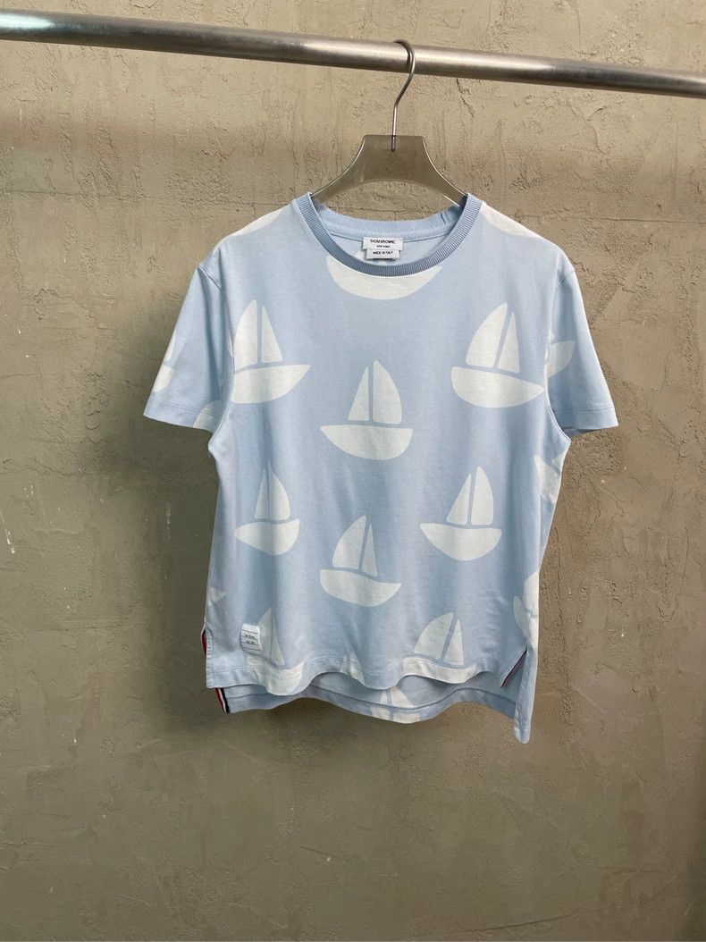 Thom Browne Limited edition light blue sailboat round-neck