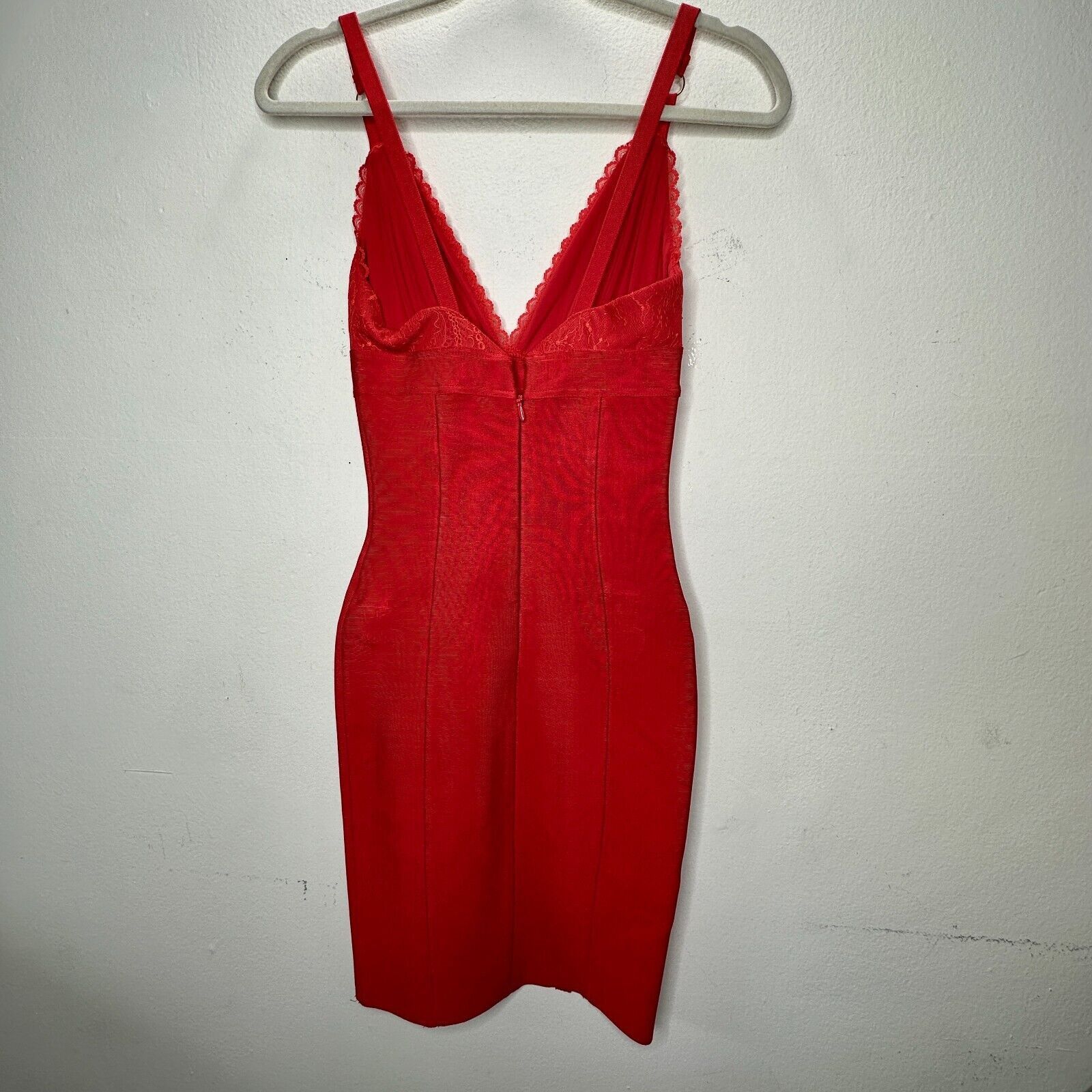 House of CB House of CB London Red Lace Trim VNeck Bandage Dress Mini XS Size XS / US 0-2 / IT 36-38 - 6 Thumbnail
