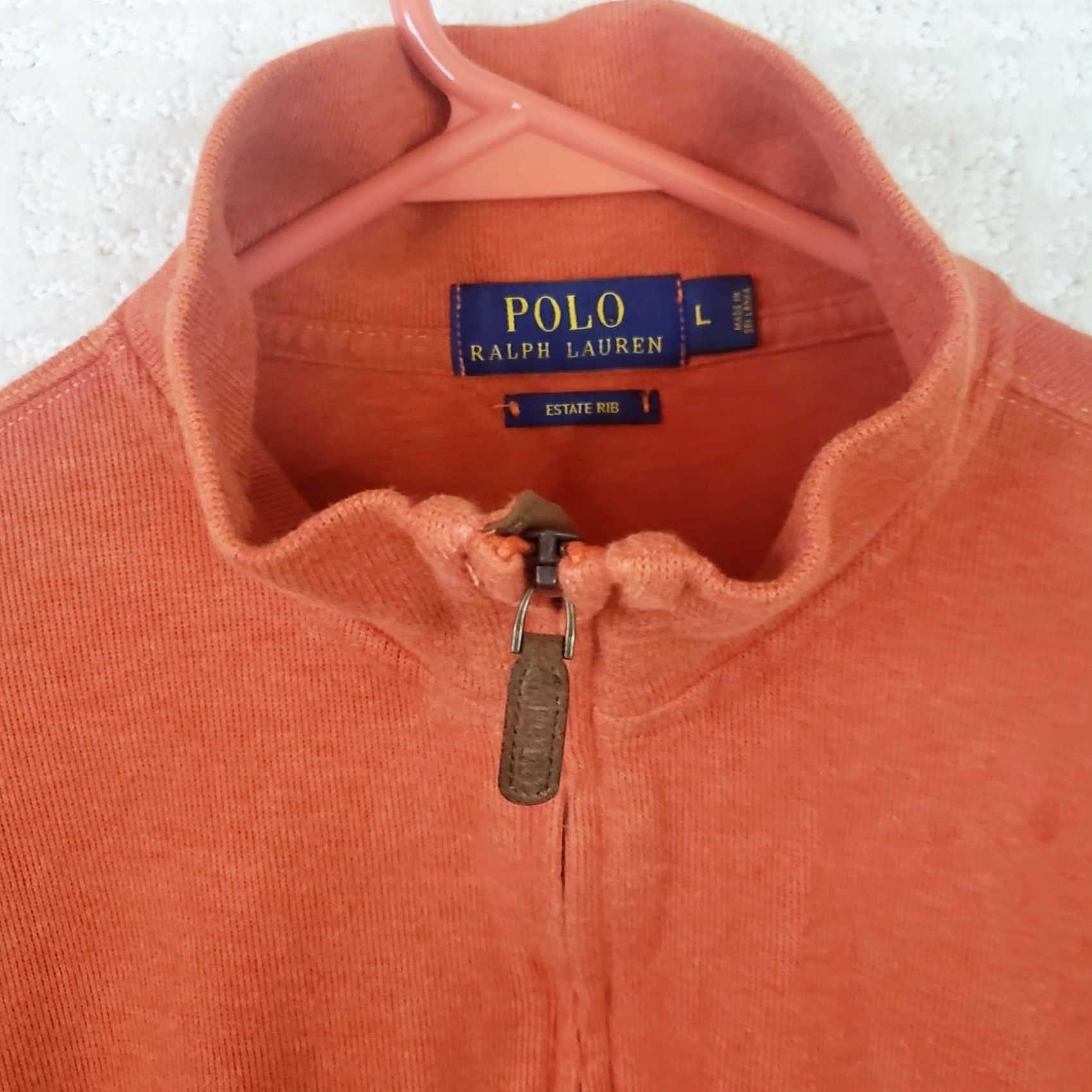 Polo Ralph Lauren Polo Ralph Lauren Pullover Shirt Mens L Orange Cotton 1/4 Zip Mock Neck Rib Knit Cuffs Logo Sweatshirt Jacket Size US L / EU 52-54 / 3 - 6 Thumbnail