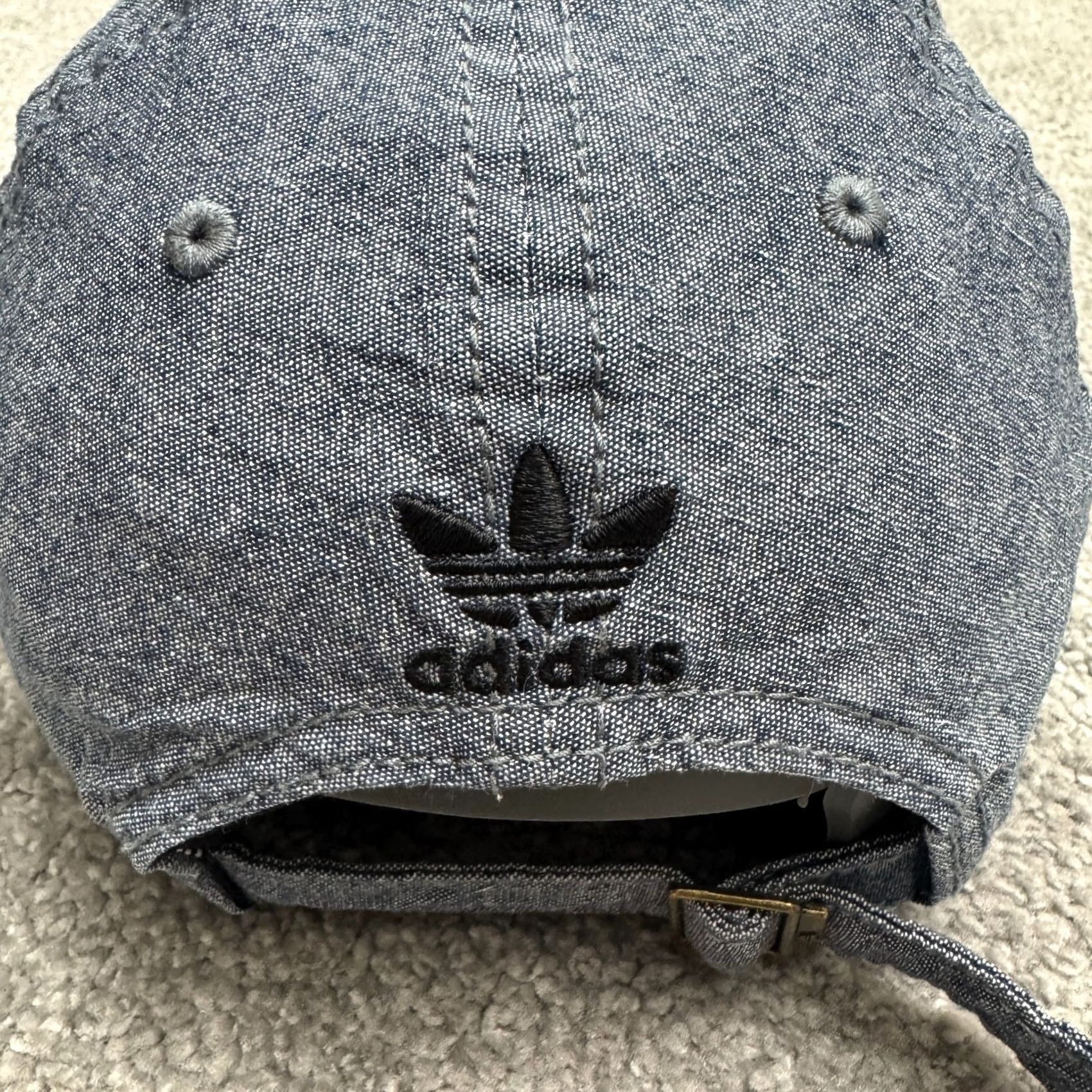 Adidas Adidas Originals Trefoil Chambray Adjustable Hat Cap Mens OSFA Blue Black Cotton Size ONE SIZE - 7 Thumbnail