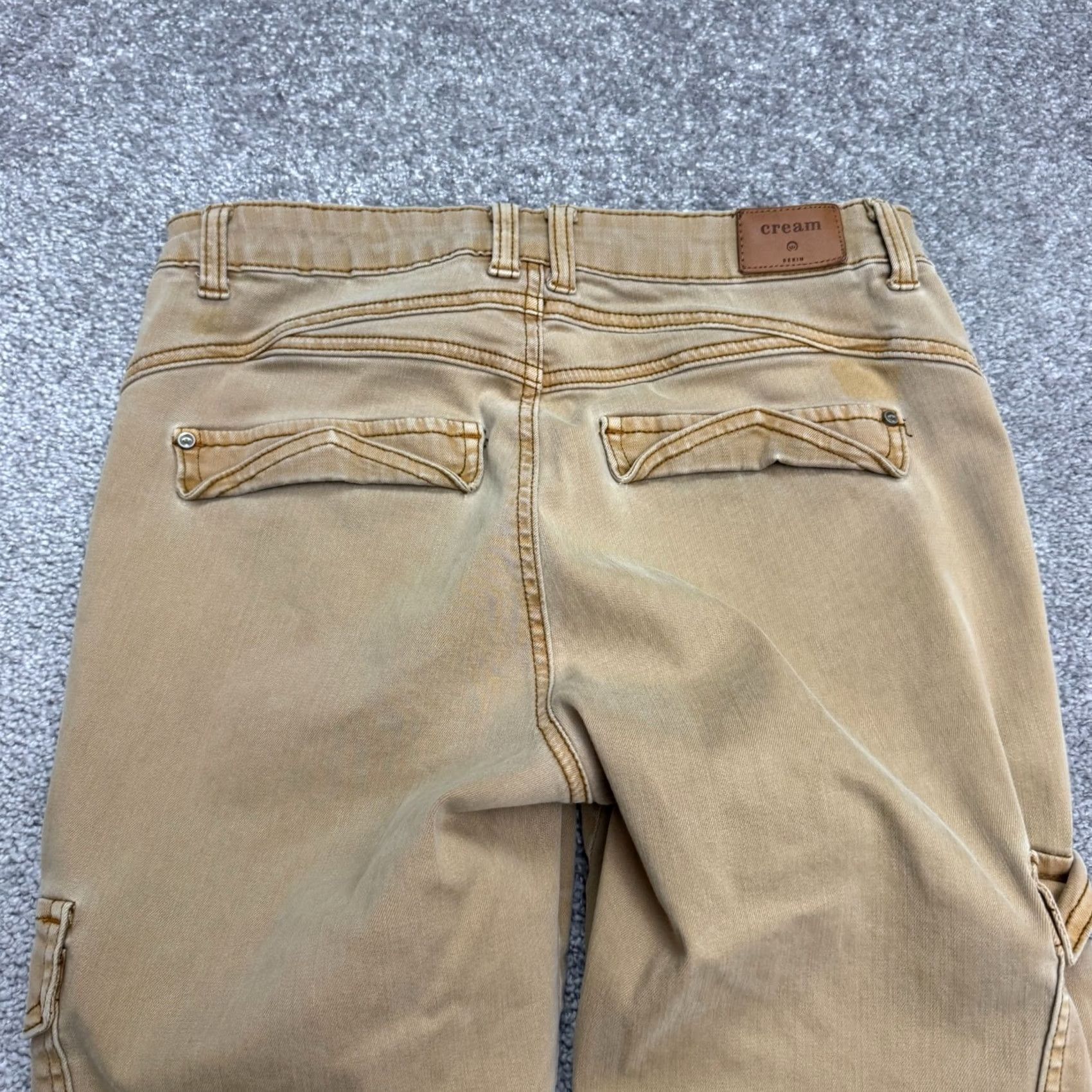Vintage Cream Jeans Womens Skinny Cargo Denim 27 Tan Brown High Rise Stretch Pocket City Streetwear Vintage No Size 27" / US 4 / IT 40 - 6 Thumbnail