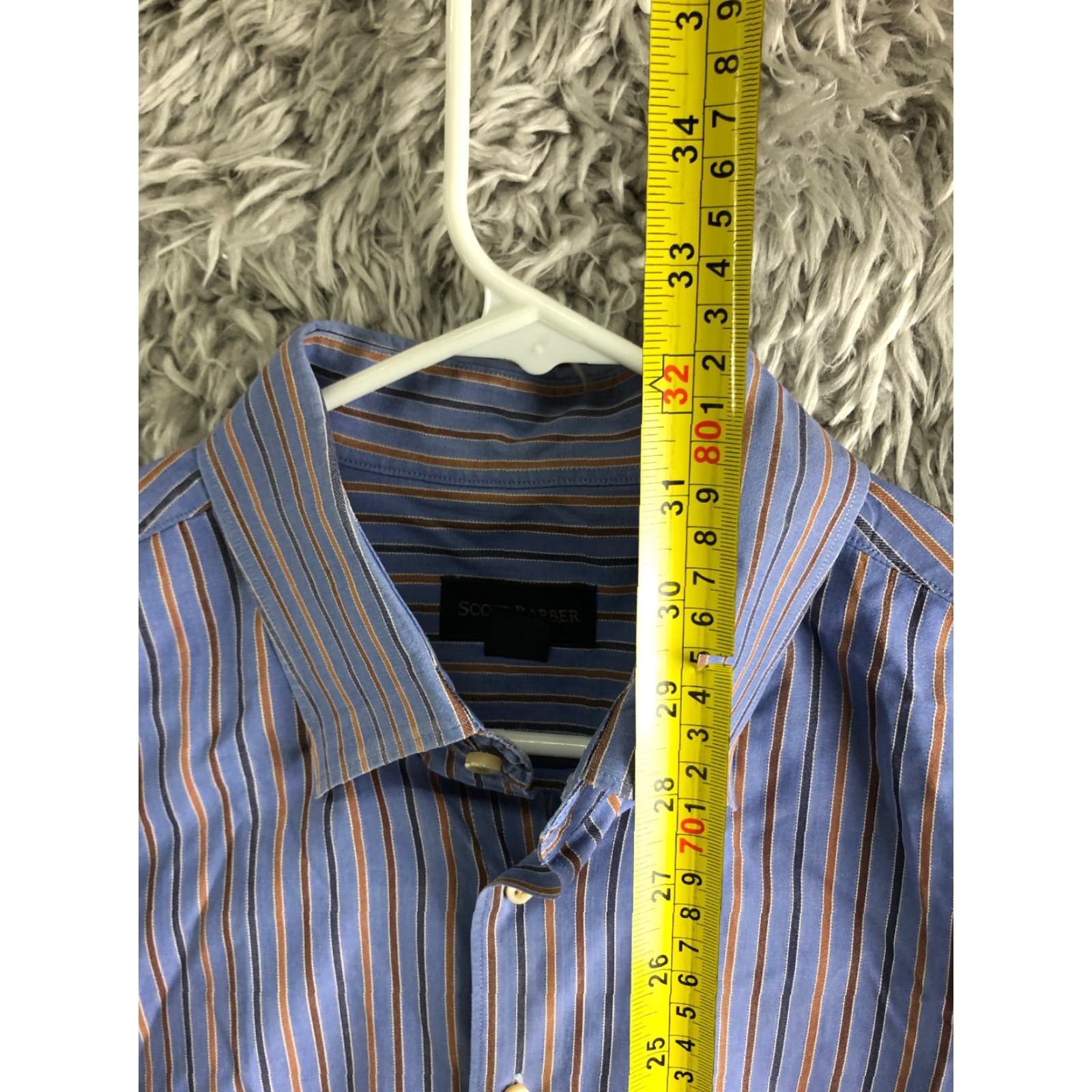 Vintage Scott Barber Shirt XL Men Blue Striped Long Sleeve Button-Down Collar Shirt Size US XL / EU 56 / 4 - 5 Thumbnail