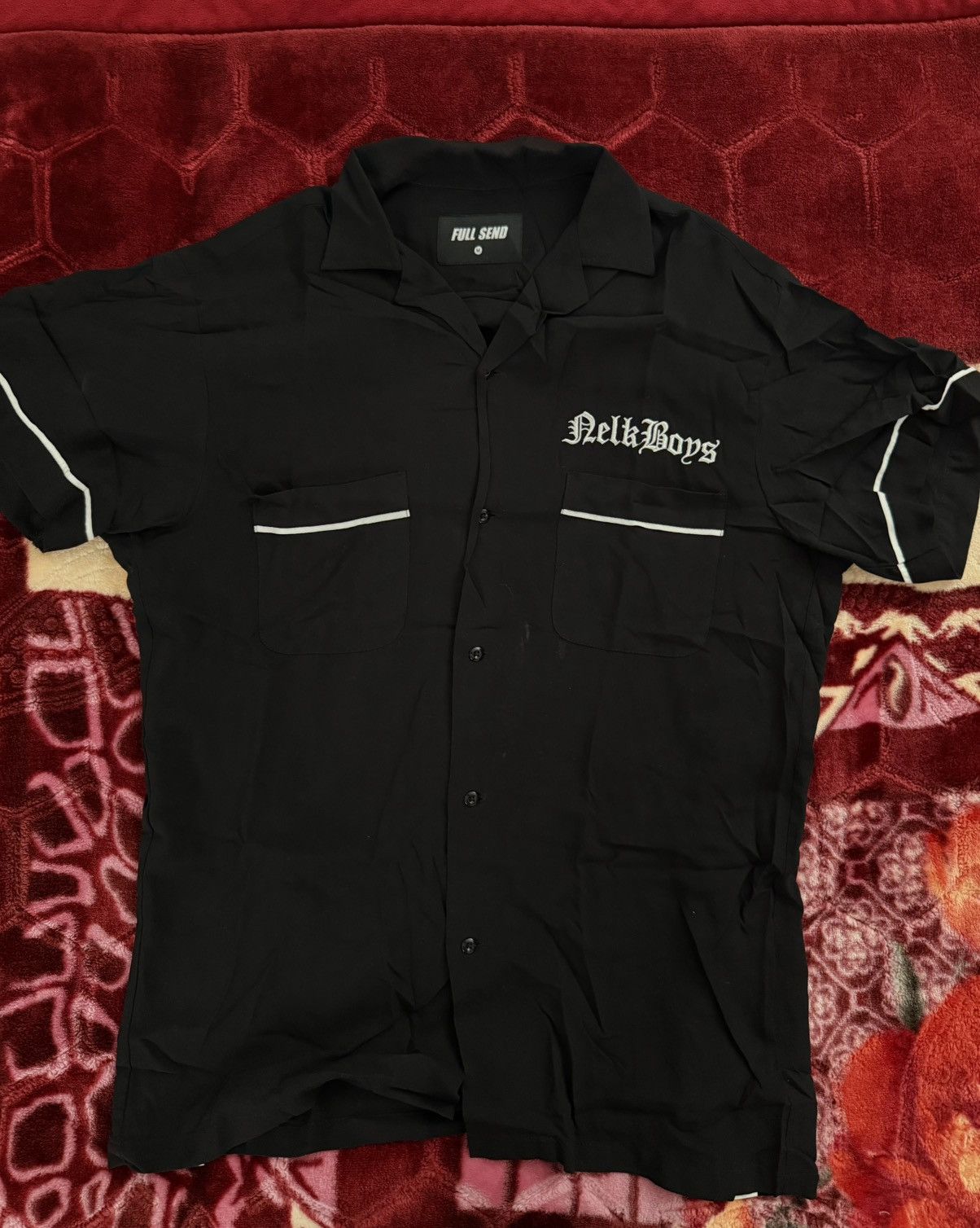 Full Send Nelk Boys Bowling Shirt Black Size Medium Size US M / EU 48-50 / 2 - 1 Thumbnail