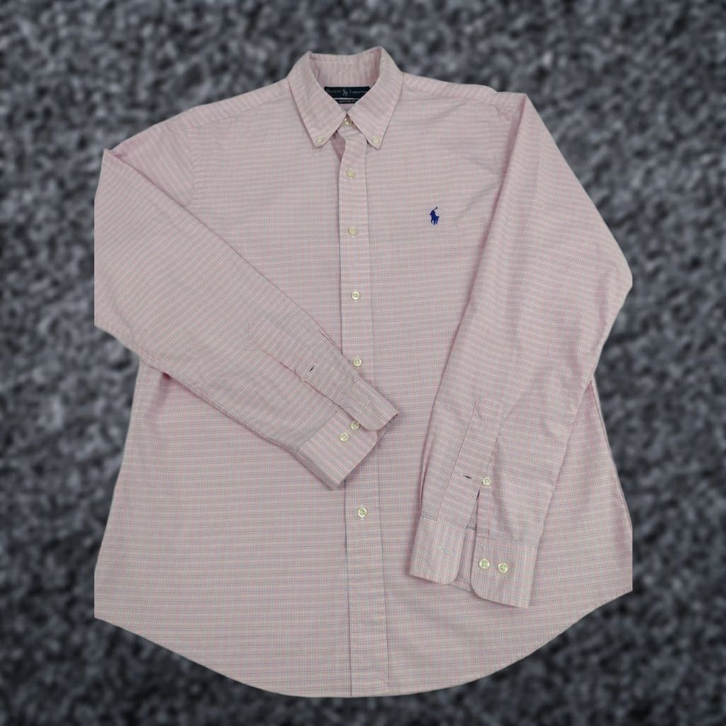 Ralph Lauren Ralph Lauren Custom Fit Long Sleeve Shirt Mens Size 16 34/35 Pink Blue Striped Button-Up Collared Slim Regular 100% Cotton Size US L / EU 52-54 / 3 - 1 Thumbnail