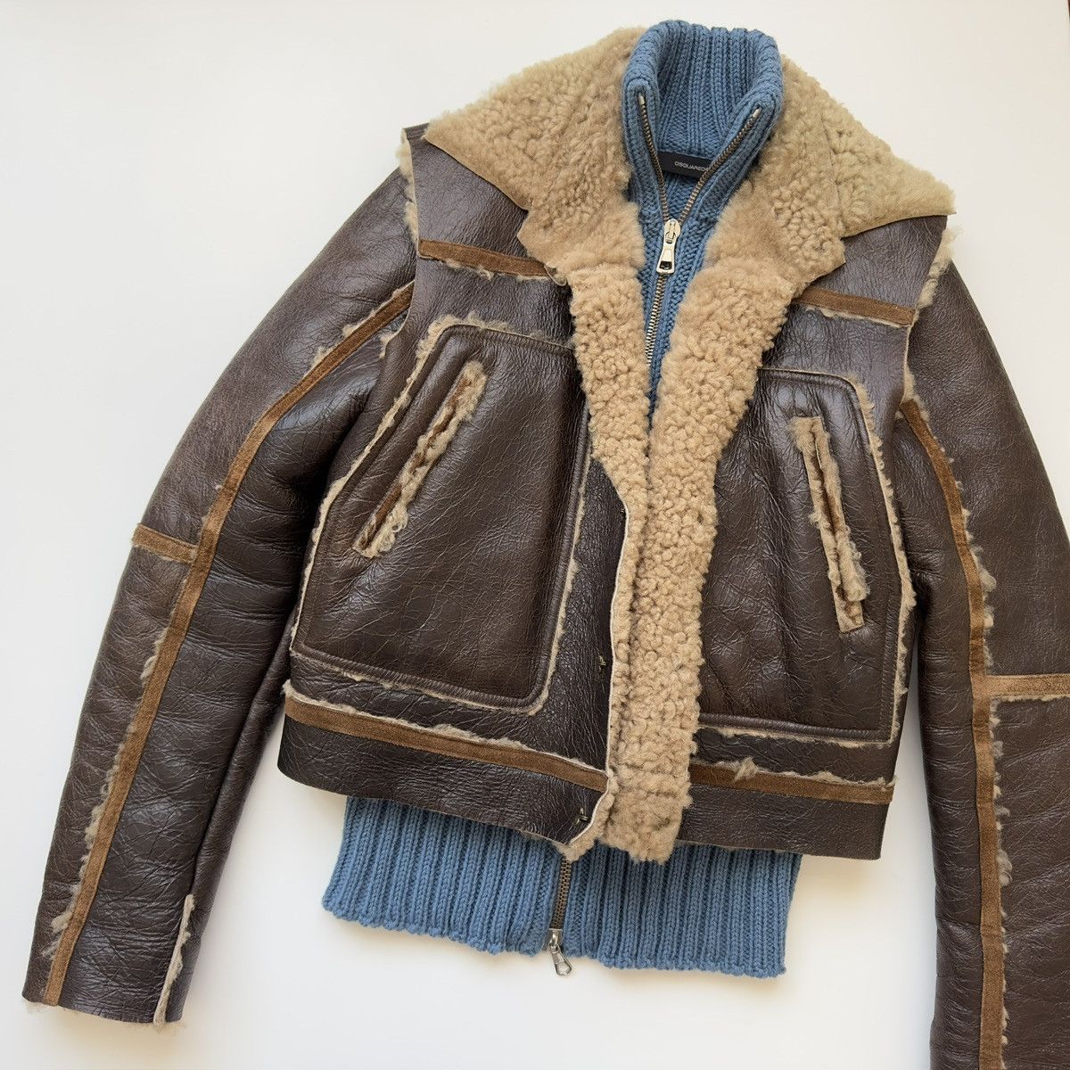 Dsquared2 Dsquared2 F/W 2002 Hybrid Knit & Leather Jacket Size US M / EU 48-50 / 2 - 1 Thumbnail