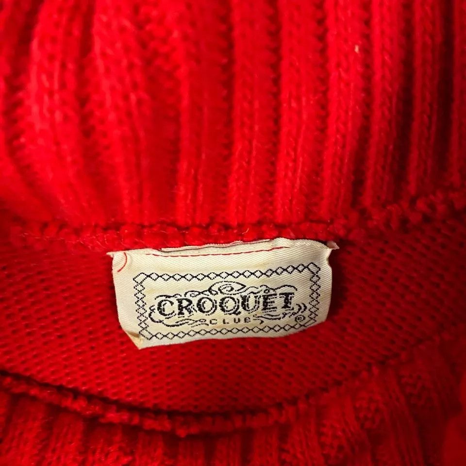 Vintage Croquet Sweater Women's Large Cowl Neck Red Knit L Size L / US 10 / IT 46 - 4 Thumbnail