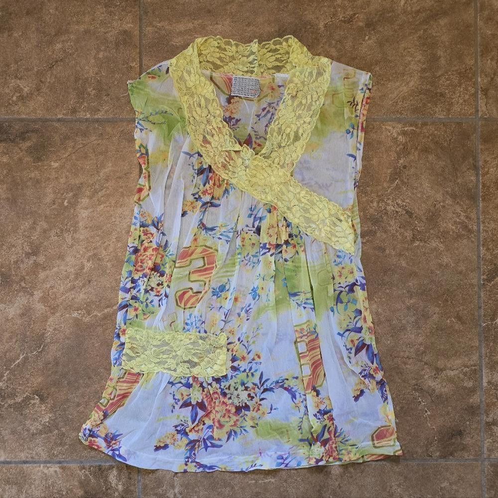 Designer Multicolored SOSO Laced 3|8 Blouse Size M / US 6-8 / IT 42-44 - 1 Thumbnail