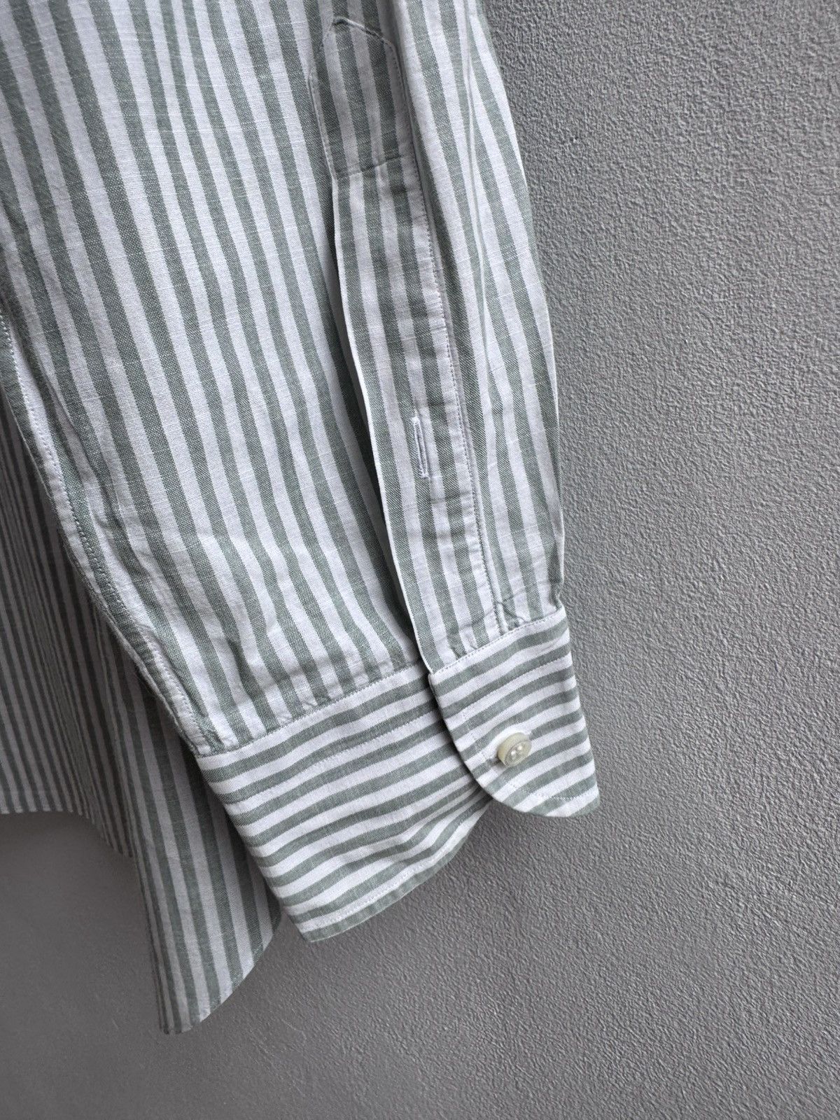 Loro Piana Loro Piana Striped Cotton Button Up Shirt Long Sleeve Green Size US XXL / EU 58 / 5 - 18 Thumbnail