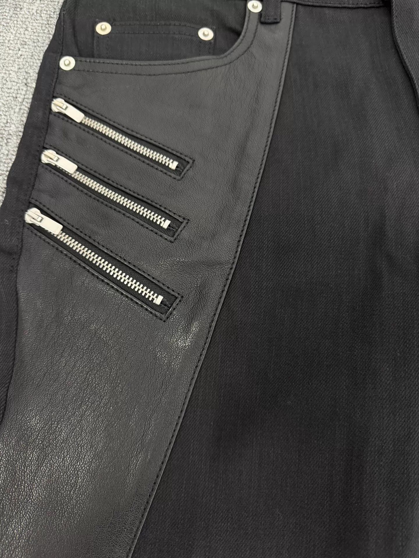 Saint Laurent Paris SLP 15FW 5-Zip Leather Trim Black Skinny Jeans 31 Size US 31 - 4 Thumbnail