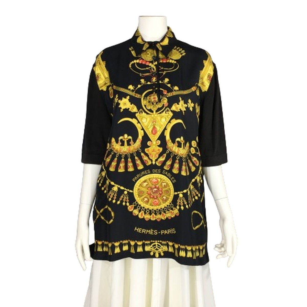 Hermes HERMES Silk Knit Shirt Black Serie Button women FR40 UK12 Size L / US 10 / IT 46 - 1 Thumbnail