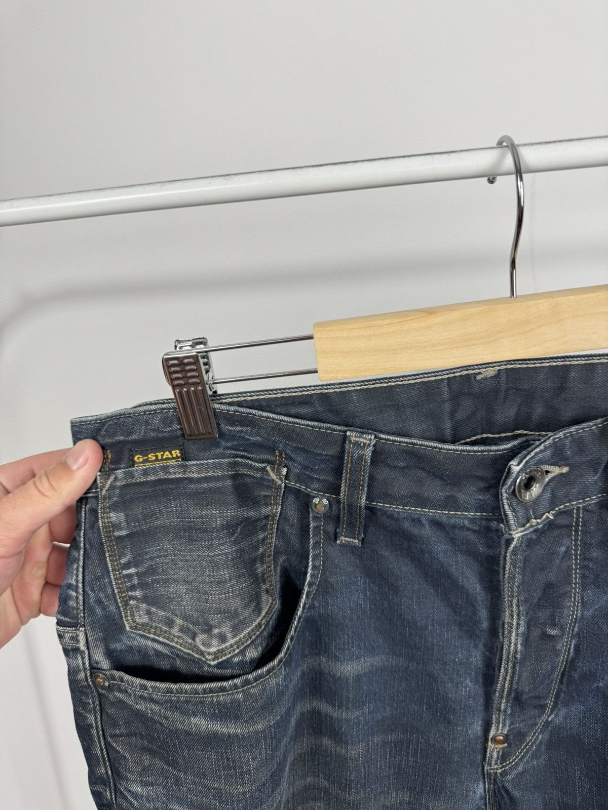 G-Star G-Star RAW 3301 Dark Wash Distressed Denim Jeans Regular Fit Size US 36 / EU 52 - 13 Thumbnail