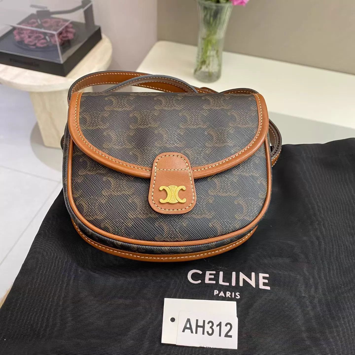Celine CELINE Besace Triomphe Mini Saddle Bag (Mint, Dust Bag) Size ONE SIZE - 3 Thumbnail
