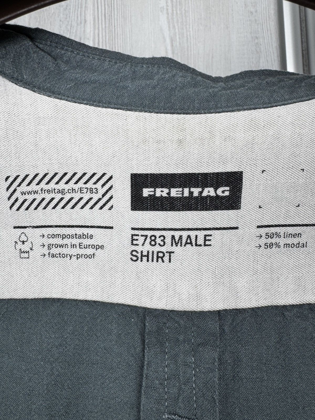 Freitag Freitag Green-Grey Linen Modal E783 Mens Shirt Size US L / EU 52-54 / 3 - 11 Thumbnail