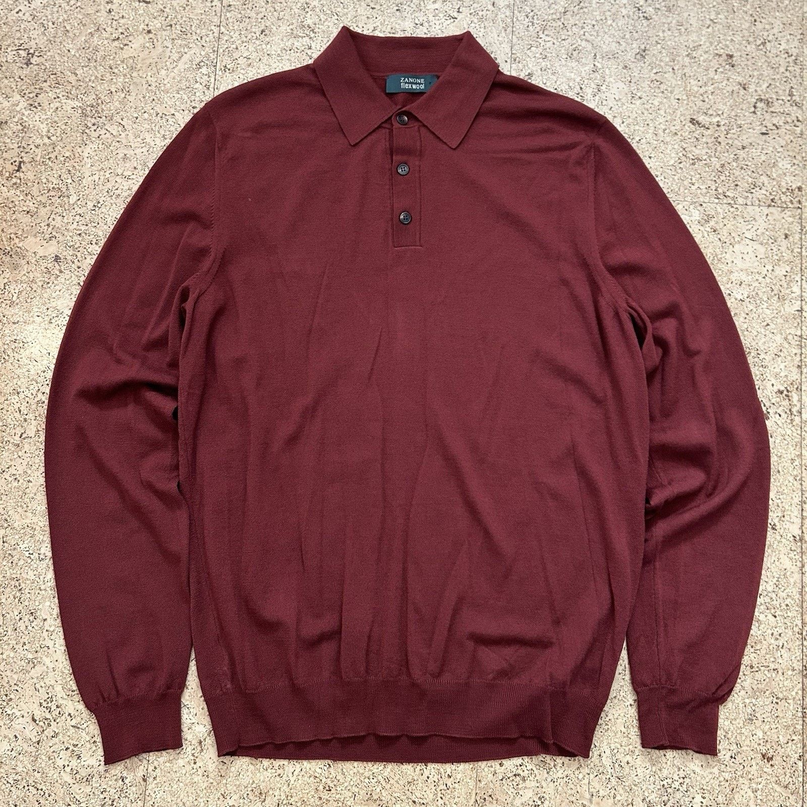 Zanone Flex Wool Knit Made In Italy Red Collared Polo Sweater 48 Size US M / EU 48-50 / 2 - 1 Thumbnail