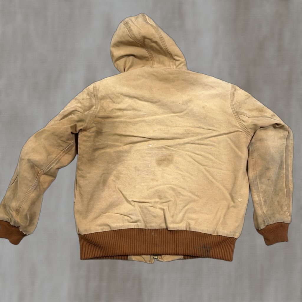 Carhartt VINTAGE Carhartt Jacket J140 Mens M Brown Canvas Union USA Distressed Thrashed Bomber Hooded Mid-Length Winter Fall Spring Size US M / EU 48-50 / 2 - 1 Thumbnail