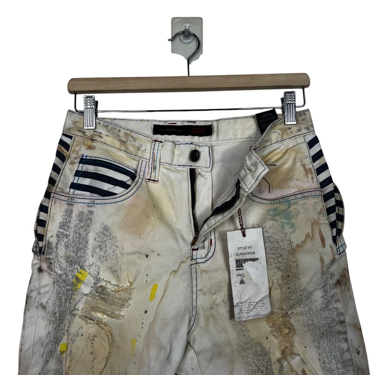 Seditionaries Vintage ILDE Distressed Motive Short Denim Jeans Size 28" / US 6 / IT 42 - 14 Thumbnail