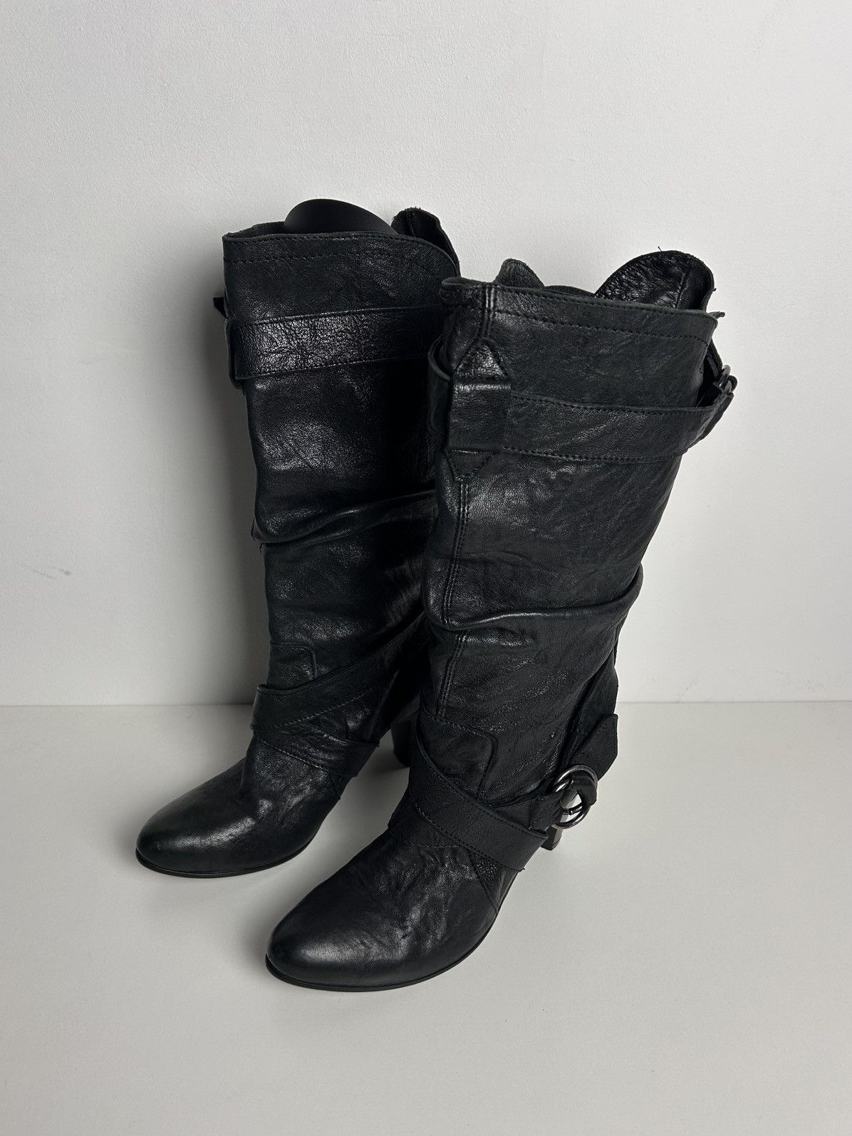 Other Vintage Italian leather heeled boots with buckles Size US 8 / IT 38 - 6 Thumbnail