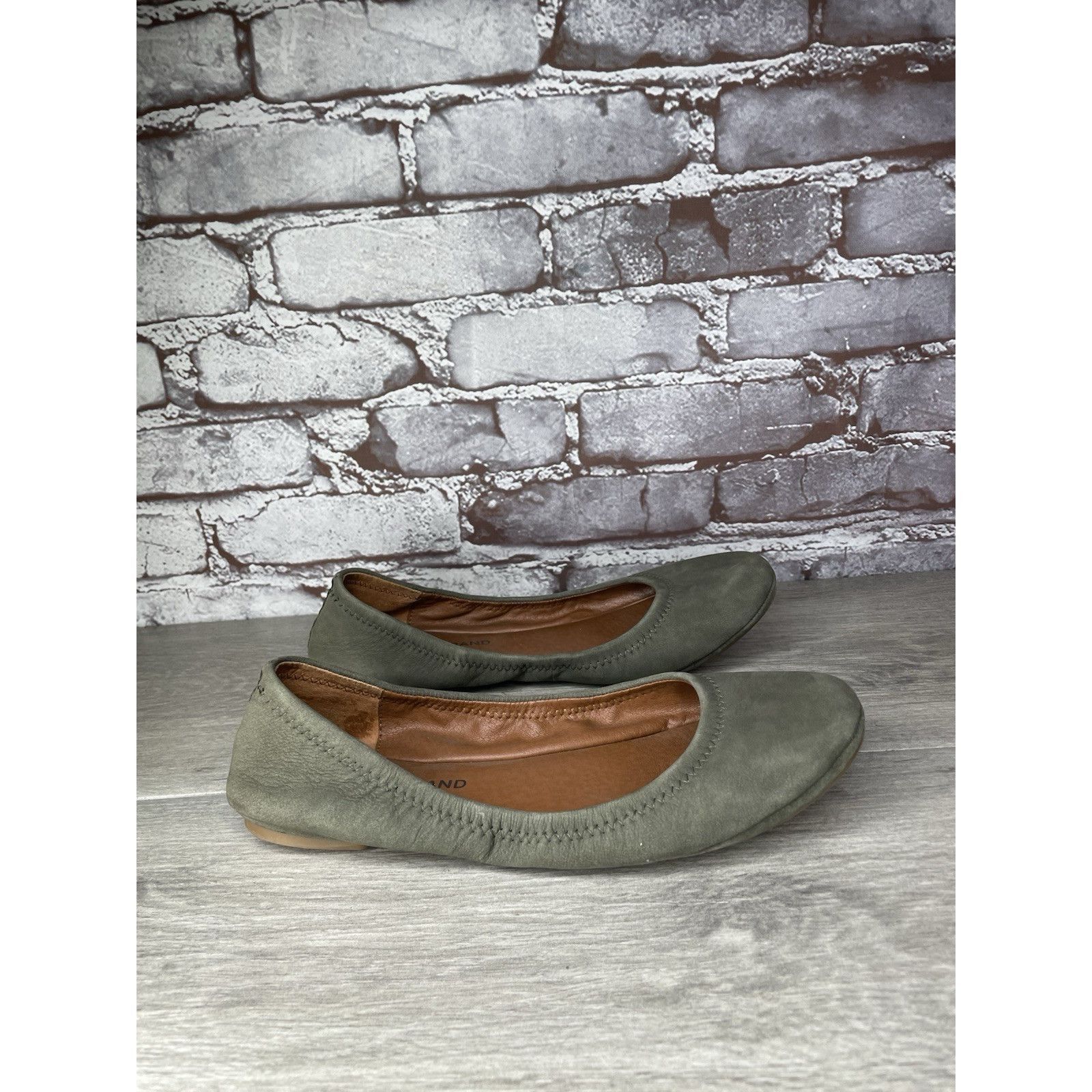 Lucky Brand Lucky Brand Olive Green Suede Erin Round Toe Ballet Flats Wo Size US 8.5 / IT 38.5 - 15 Thumbnail