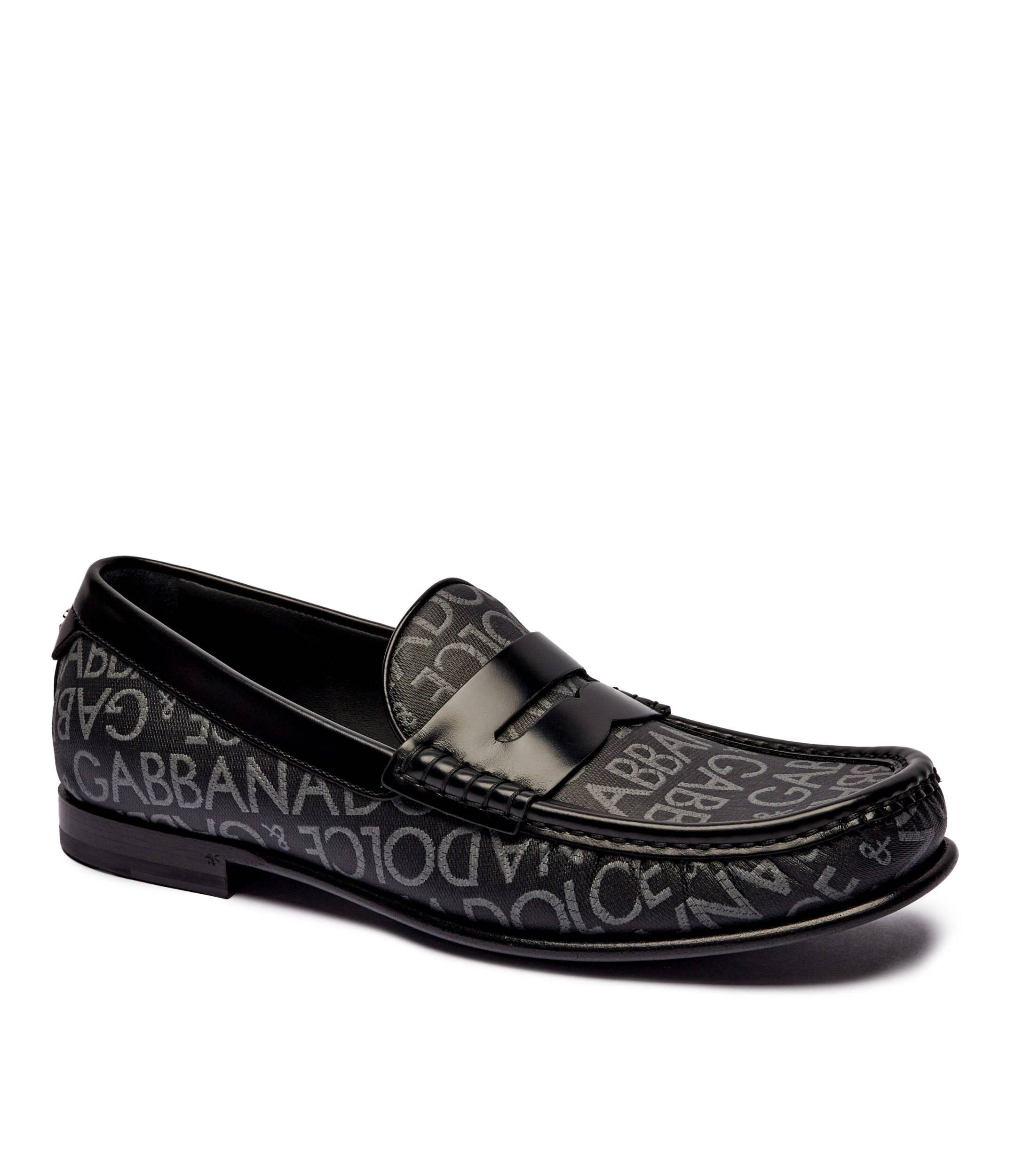 Dolce & Gabbana o1s22i1n0225 Jacquard Canvas Loafers in Grey Black Size US 10 / EU 43 - 1 Thumbnail