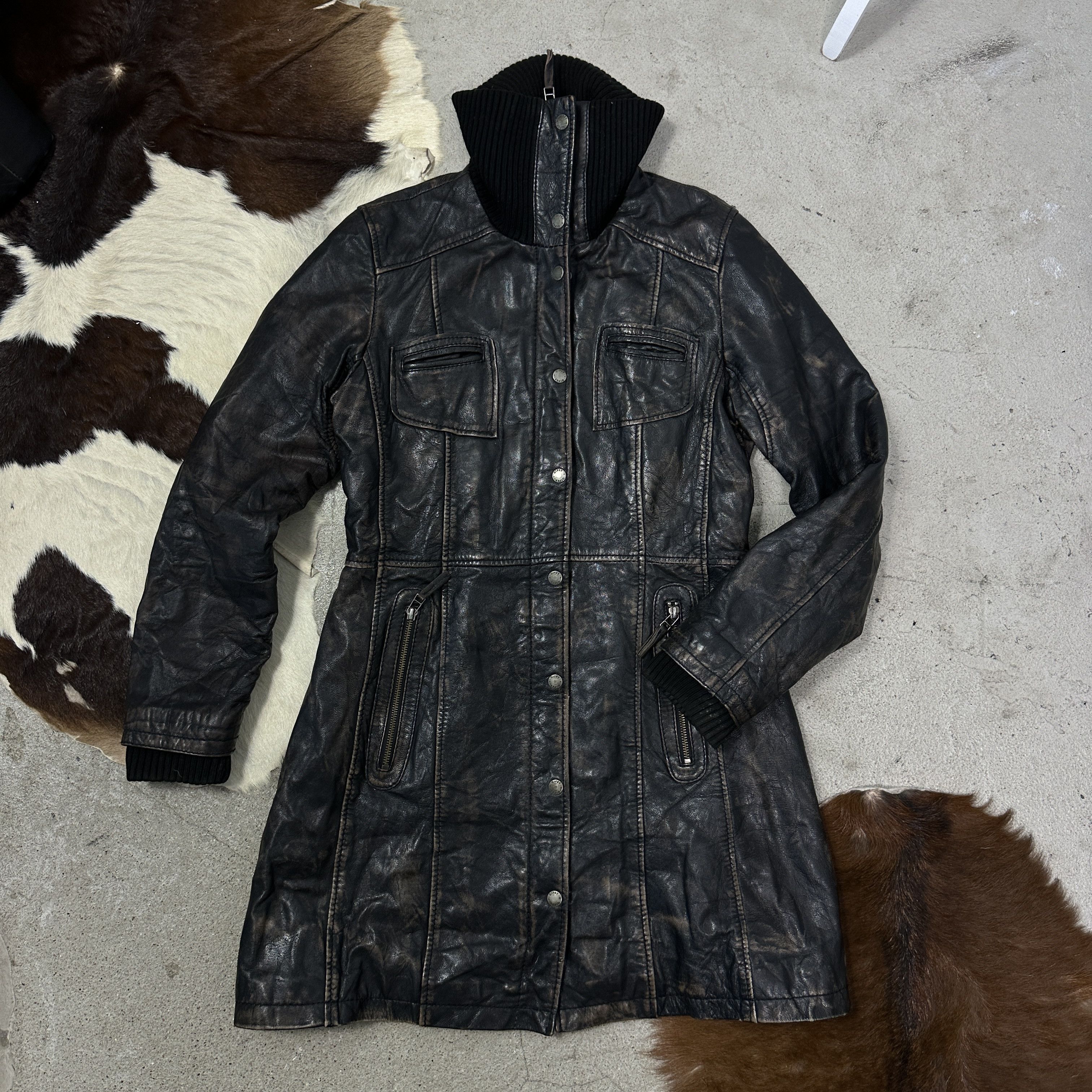 Vintage Vintage Leather Maxi Washed Matrix Coat/Jacket 00s Size US M / EU 48-50 / 2 - 10 Thumbnail