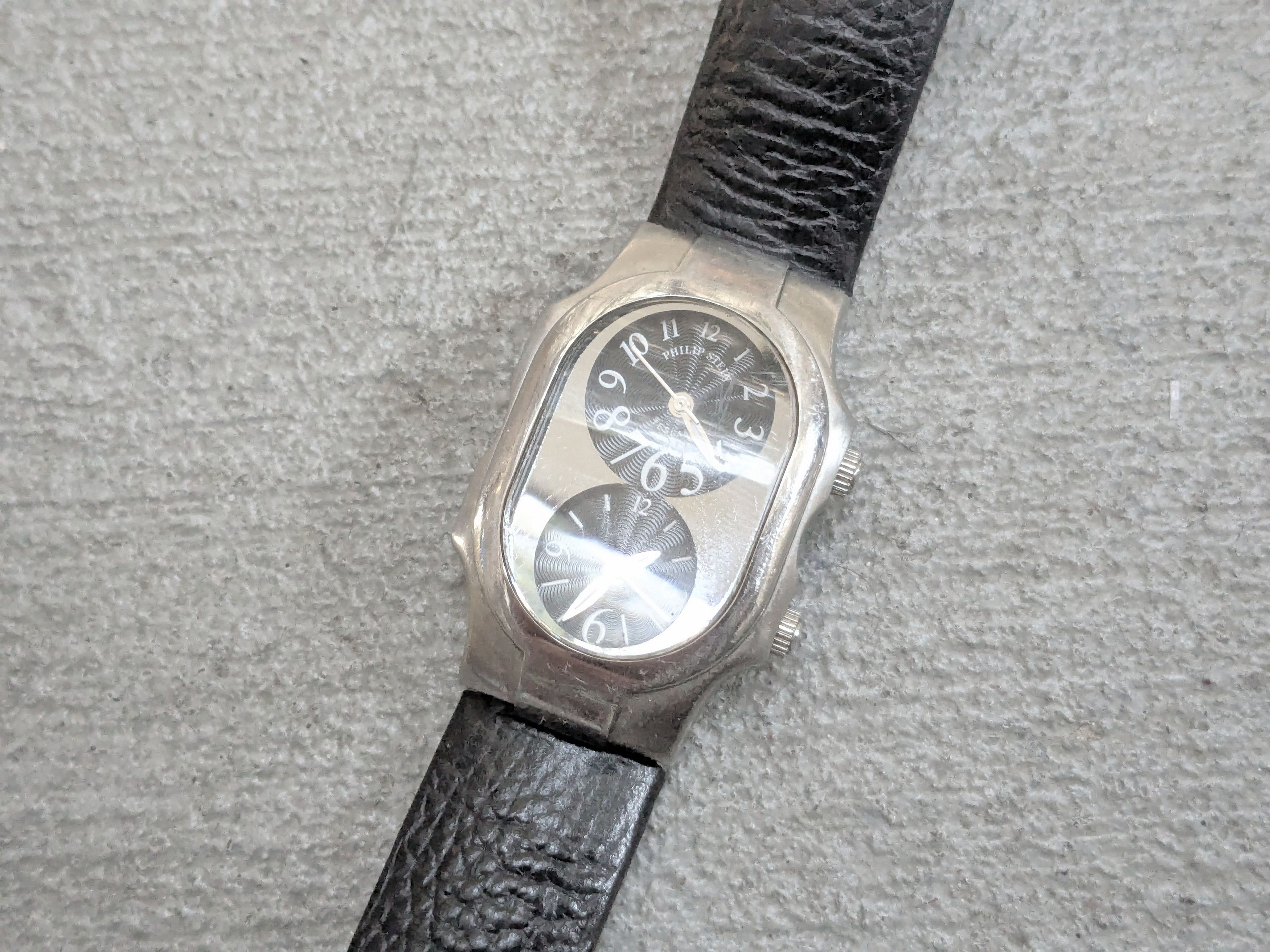 Other Phillip Stein Watch Dual Time Black Leather Avant Garde 27mm Size ONE SIZE - 1 Thumbnail