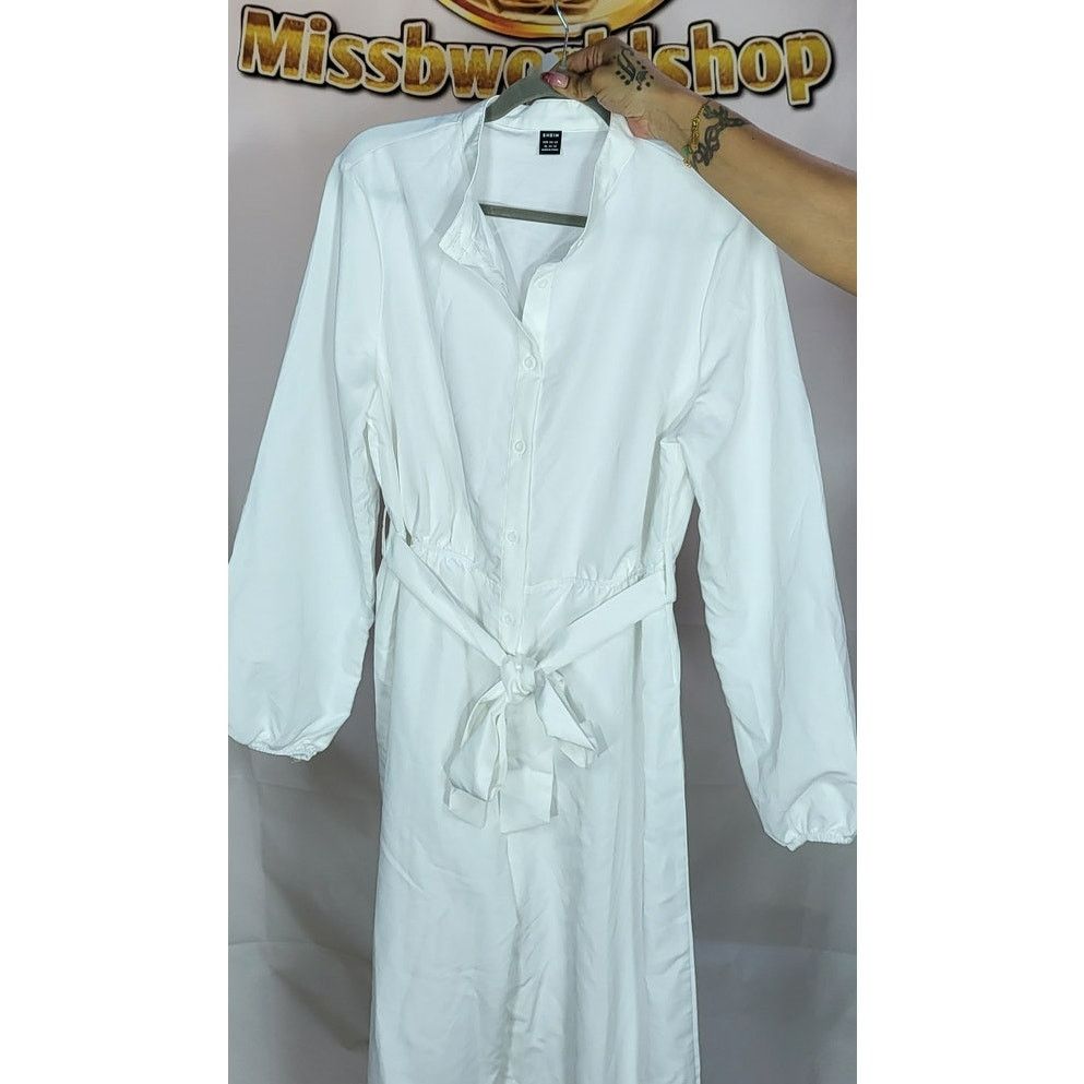 Shein Shein White Long Sleeve Button-Up Romper Pants - Size XL Size 34" / US 12 / IT 48 - 6 Thumbnail