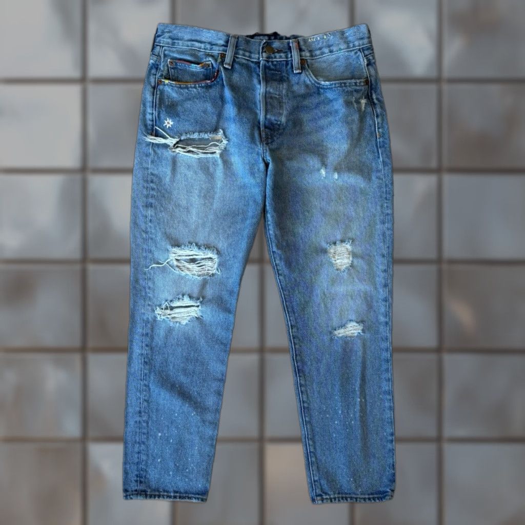 Polo Ralph Lauren VINTAGE Polo Ralph Lauren Jeans Women 30 Blue Avery Boyfriend Distressed New York RRL Size 30" / US 8 / IT 44 - 1 Thumbnail